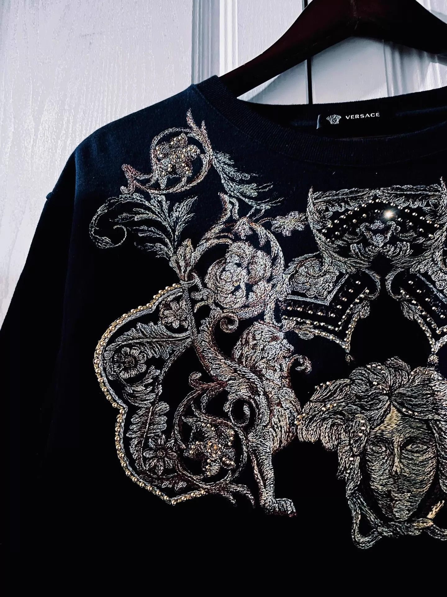 Versace Black Medusa Crystal Embroidered Sweatshirt Size US XXL / EU 58 / 5 - 5 Thumbnail