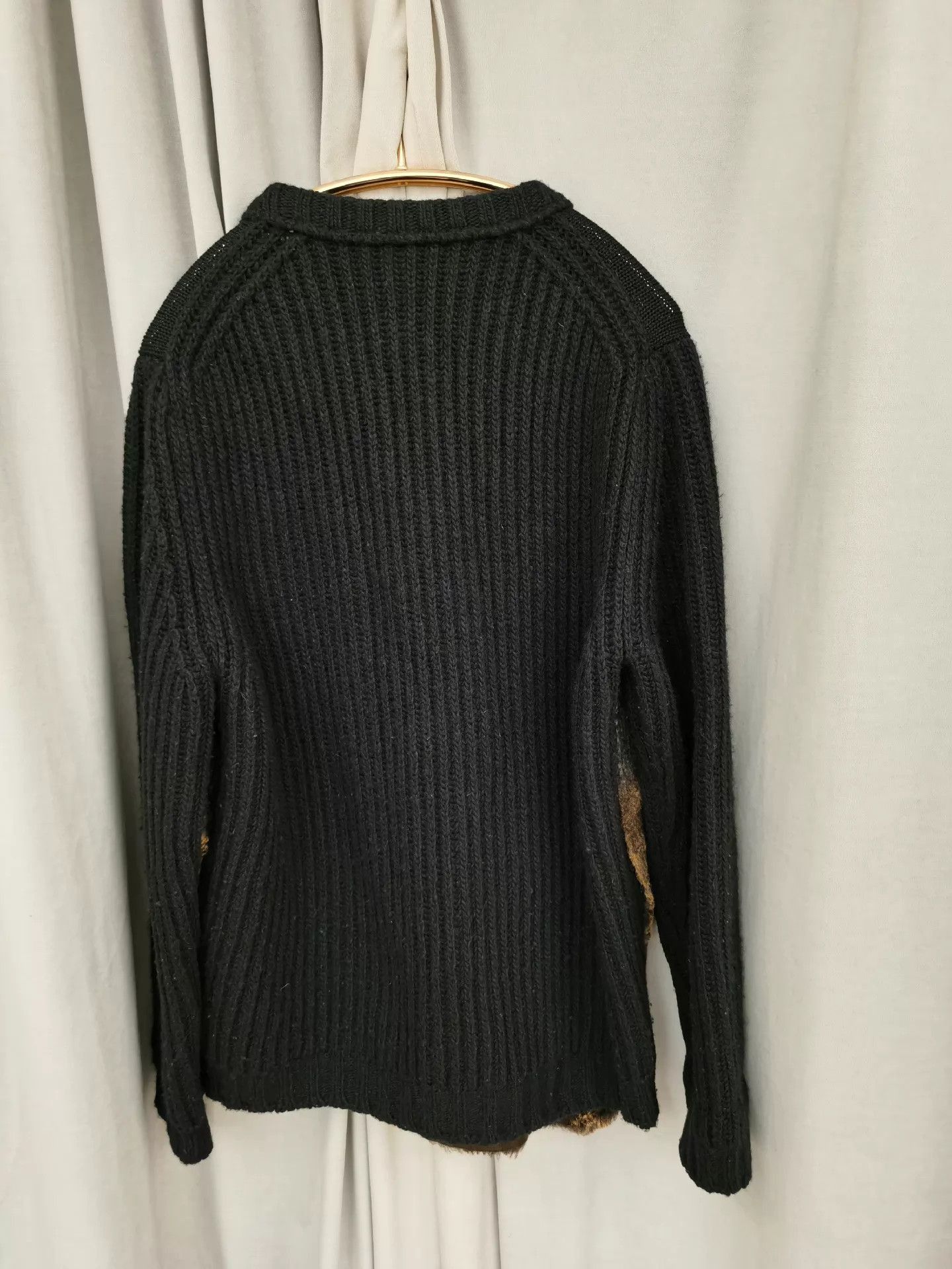 Fendi Elegant Black Wool Sweater with Leather Panels Size US M / EU 48-50 / 2 - 3 Thumbnail