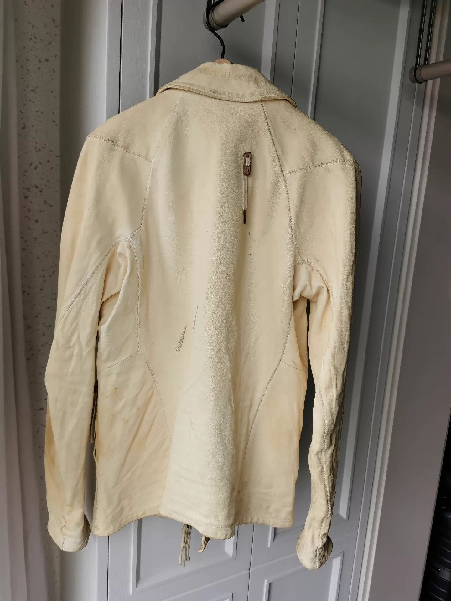 Boris Bidjan Saberi Distressed Leather Jacket in Off-White Size US M / EU 48-50 / 2 - 3 Thumbnail