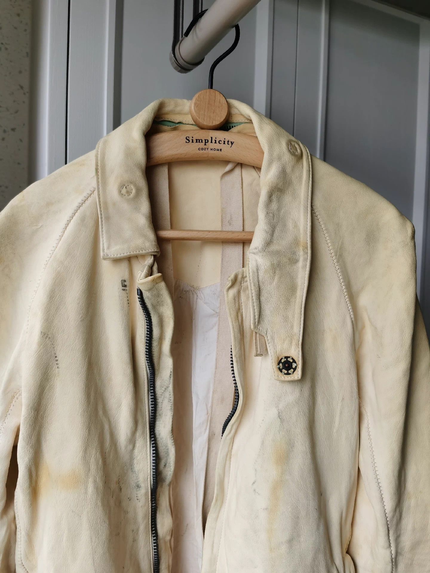 Boris Bidjan Saberi Distressed Leather Jacket in Off-White Size US M / EU 48-50 / 2 - 4 Thumbnail