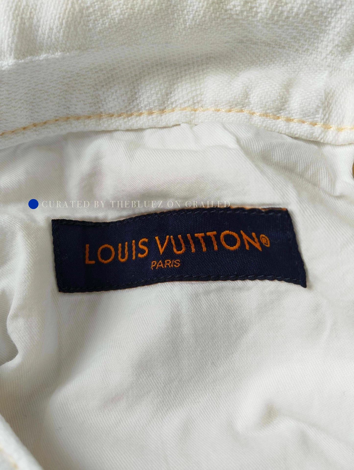 Louis Vuitton White Denim Pants with Embroidered Patch Size US 30 / EU 46 - 4 Thumbnail