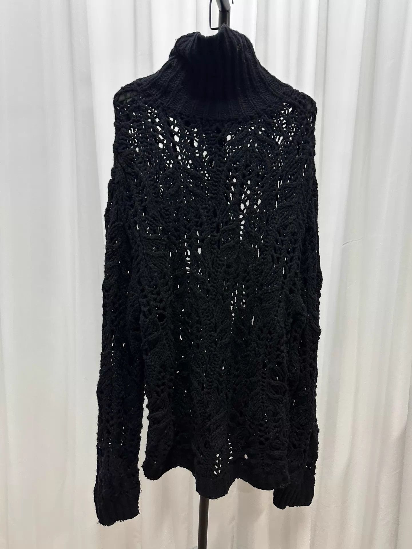 Dries Van Noten Oversized Cutout Wool Sweater in Black Size US M / EU 48-50 / 2 - 5 Thumbnail