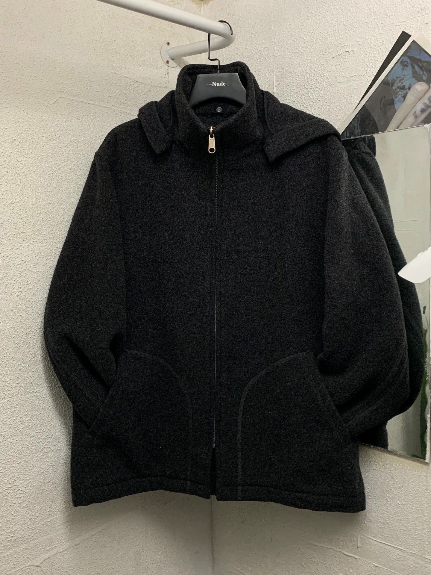 Yohji Yamamoto Stylish Black Wool Blend Jacket with Detachable Hood Size US M / EU 48-50 / 2 - 2 Thumbnail