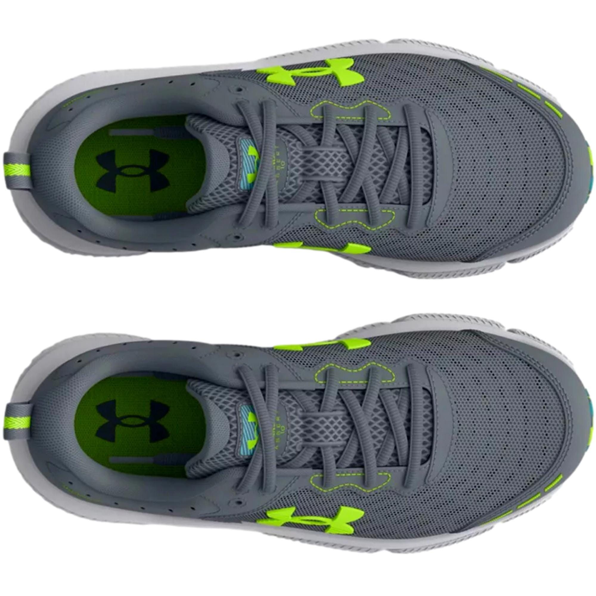 Under Armour BGS Assert 10 Gravel / Glacier Blue / Lime Surge 3026182-102 Size US 5 / EU 37 - 3 Thumbnail