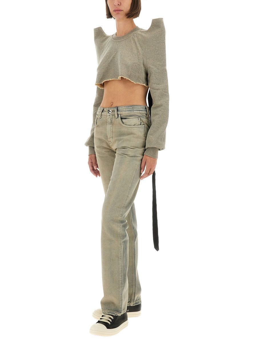 Rick Owens Drkshdw RICK OWENS DRKSHDW "CROPPED TECSWEAT" SWEATSHIRT - GREY Size M / US 6-8 / IT 42-44 - 2 Thumbnail