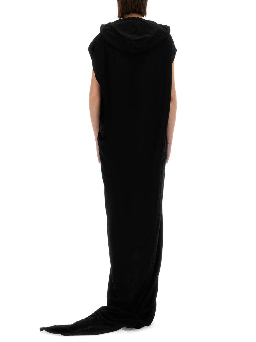 Rick Owens Drkshdw RICK OWENS DRKSHDW LONG DRESS WITH HOOD - BLACK Size 28" / US 6 / IT 42 - 3 Thumbnail