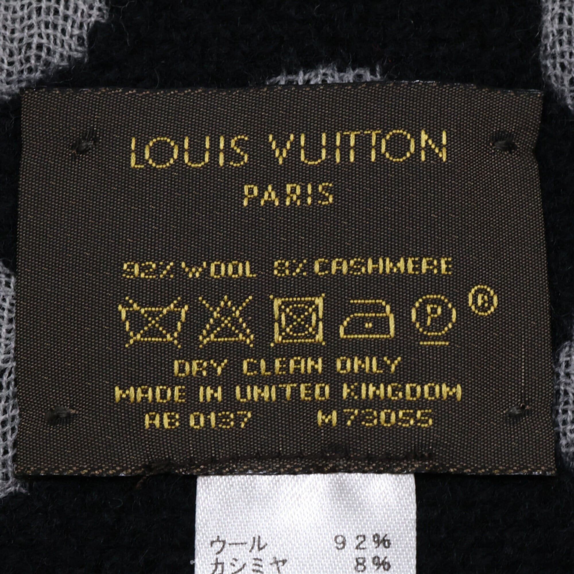 Louis Vuitton LOUIS VUITTON M73055 Echarpe Polka Gram Wool Cashmere Stole Scarf Black Gray Women's Size ONE SIZE - 6 Thumbnail