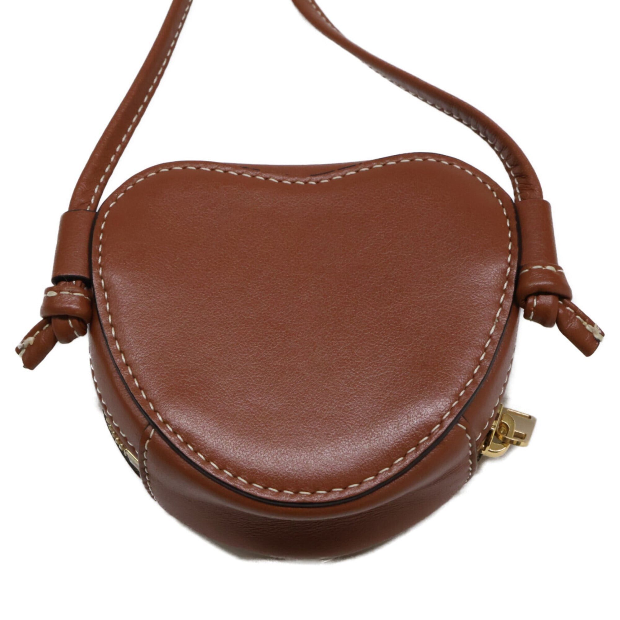 Celine CELINE Micro Leather Heart Mini Crossbody Bag Shoulder Brown Women's Size ONE SIZE - 5 Thumbnail
