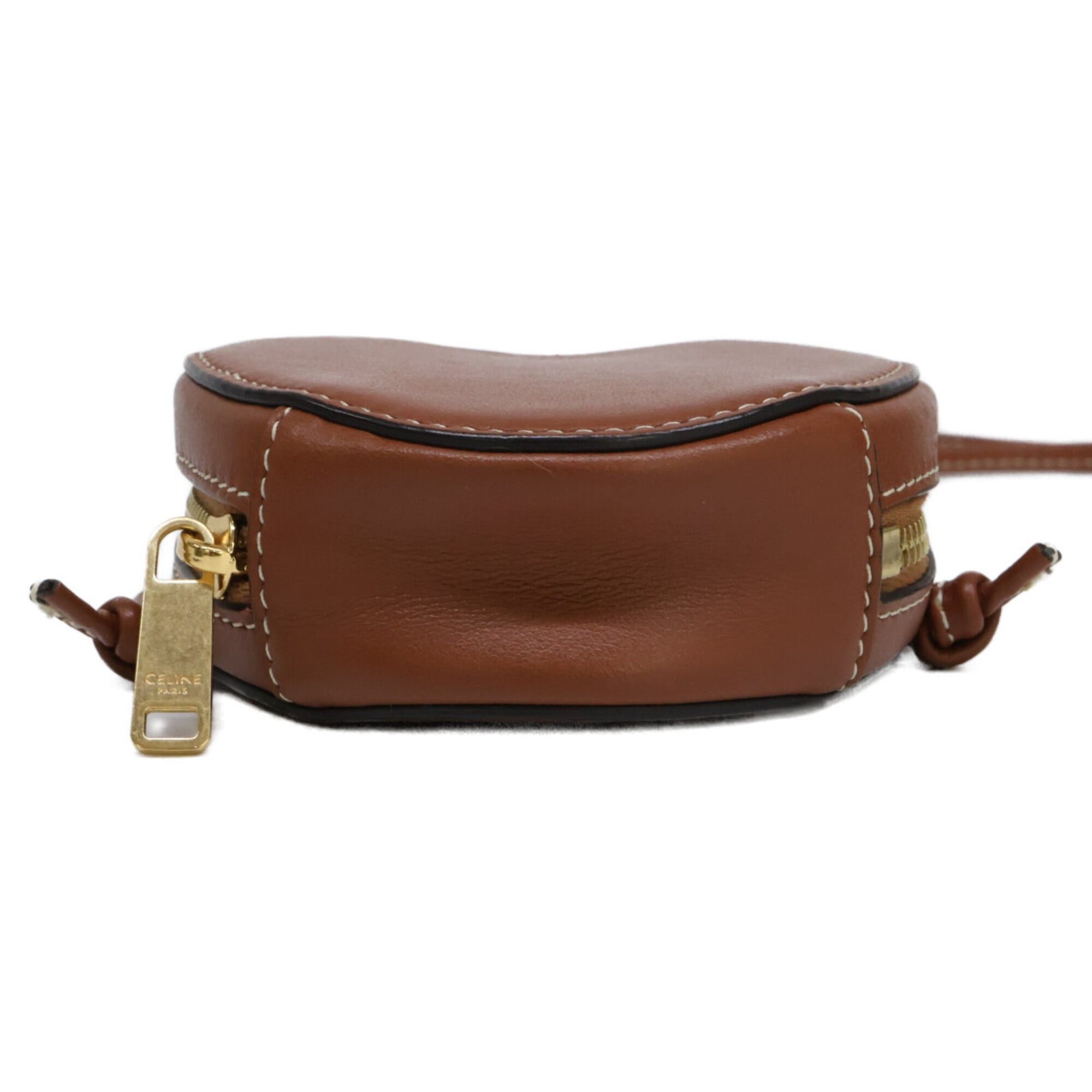 Celine CELINE Micro Leather Heart Mini Crossbody Bag Shoulder Brown Women's Size ONE SIZE - 4 Thumbnail