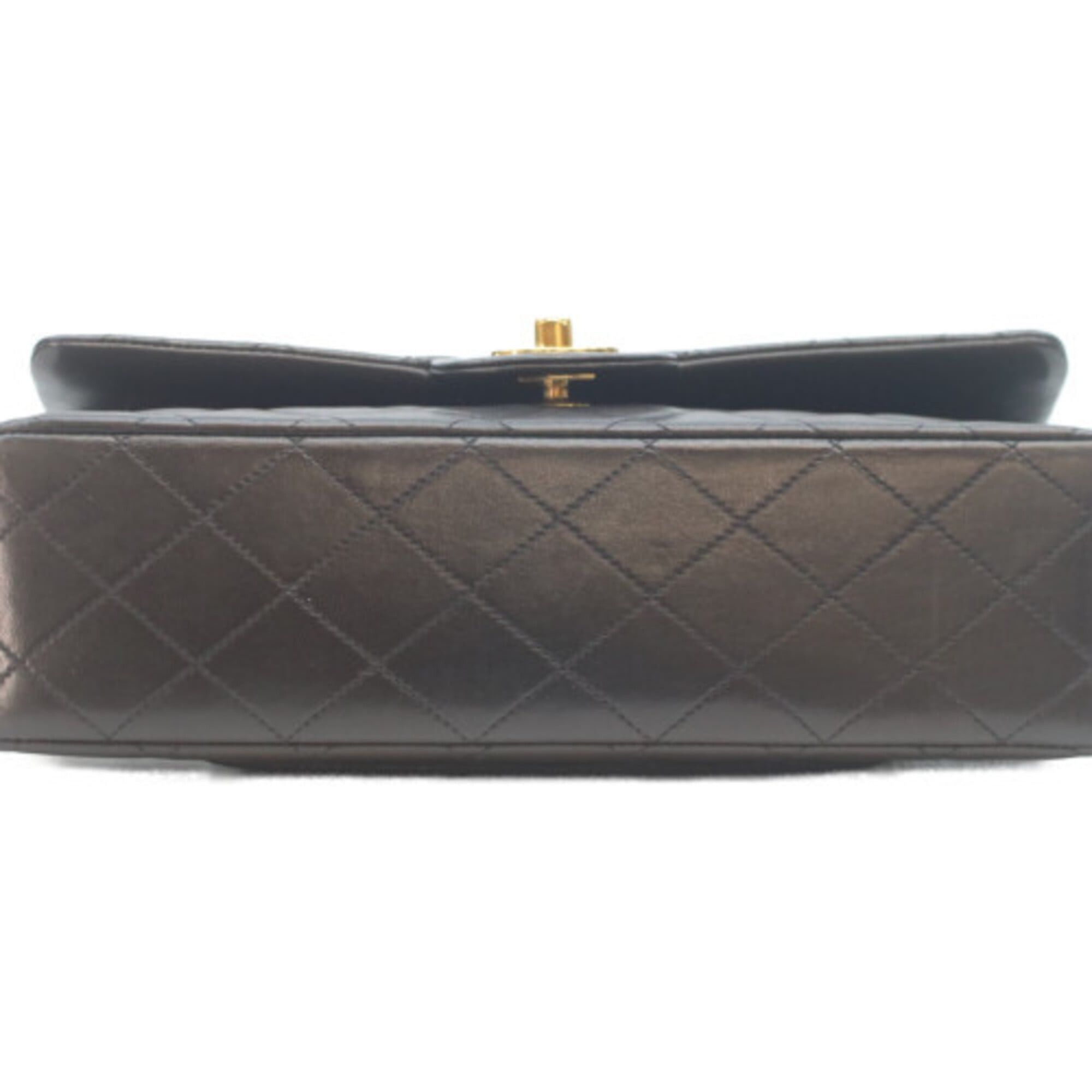 Chanel CHANEL A01112 Lambskin Double Flap Matelassé 25 Shoulder Bag, Black with Gold Hardware, Women's Size ONE SIZE - 5 Thumbnail