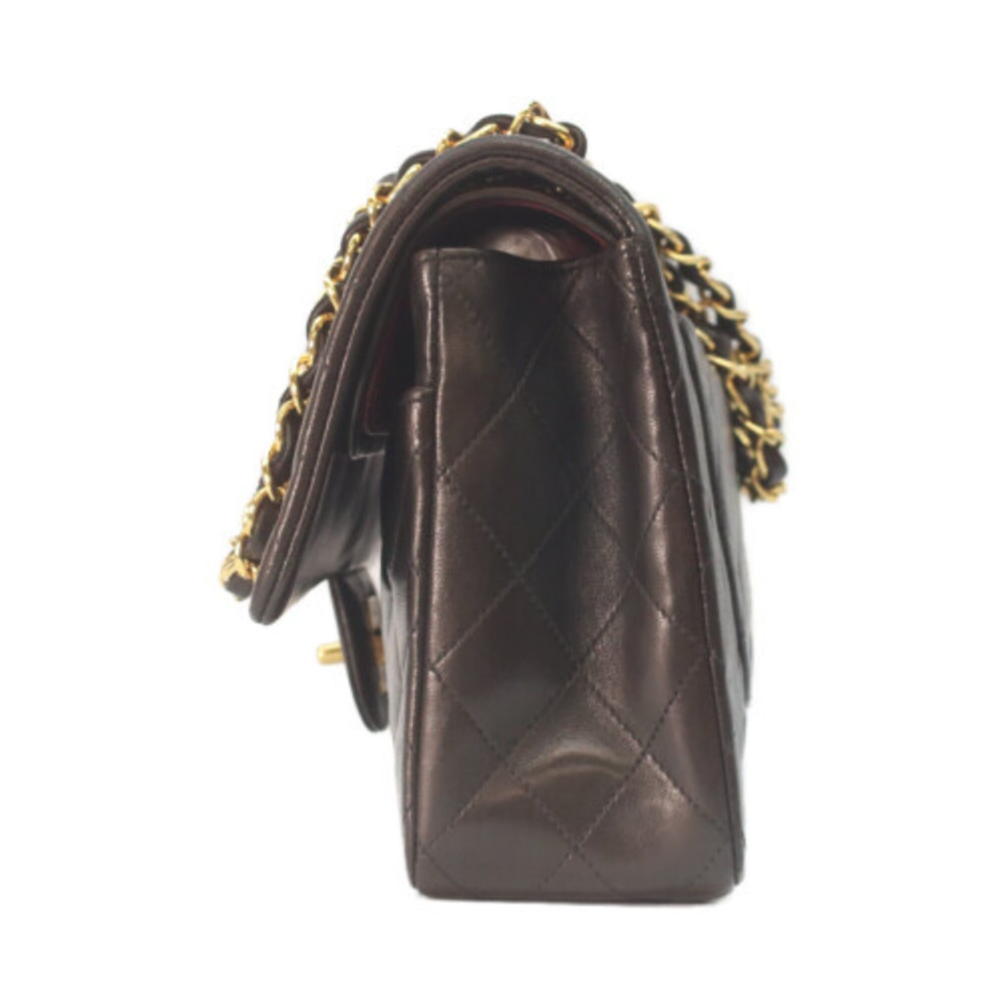 Chanel CHANEL A01112 Lambskin Double Flap Matelassé 25 Shoulder Bag, Black with Gold Hardware, Women's Size ONE SIZE - 2 Thumbnail