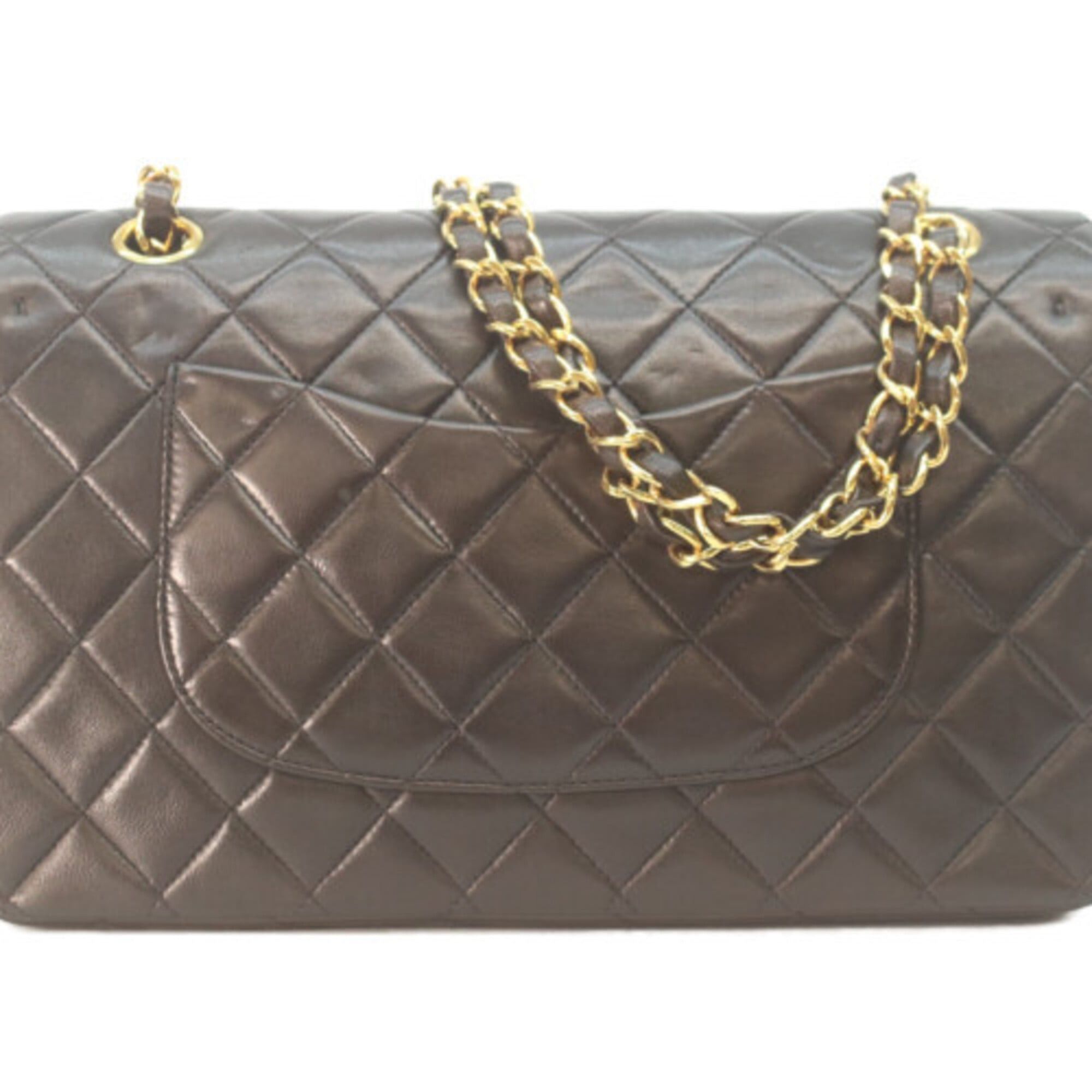 Chanel CHANEL A01112 Lambskin Double Flap Matelassé 25 Shoulder Bag, Black with Gold Hardware, Women's Size ONE SIZE - 3 Thumbnail