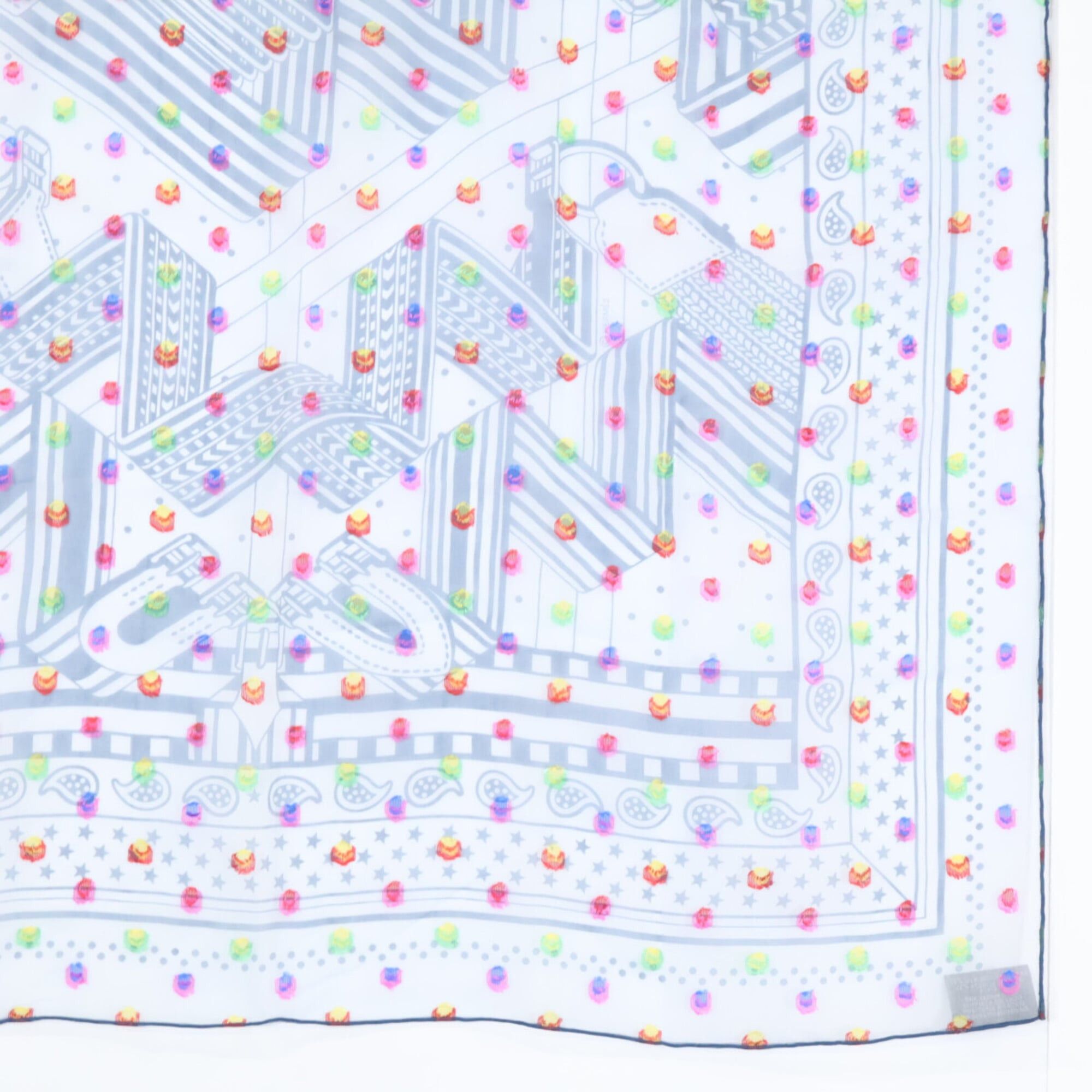 Hermes HERMES SANGLES EN ZIGZAG BANBANA (Zigzag Sangles) Silk Blend Carre 60 Scarf/Muffler, Blue Multicolor, Women's Size ONE SIZE - 5 Thumbnail
