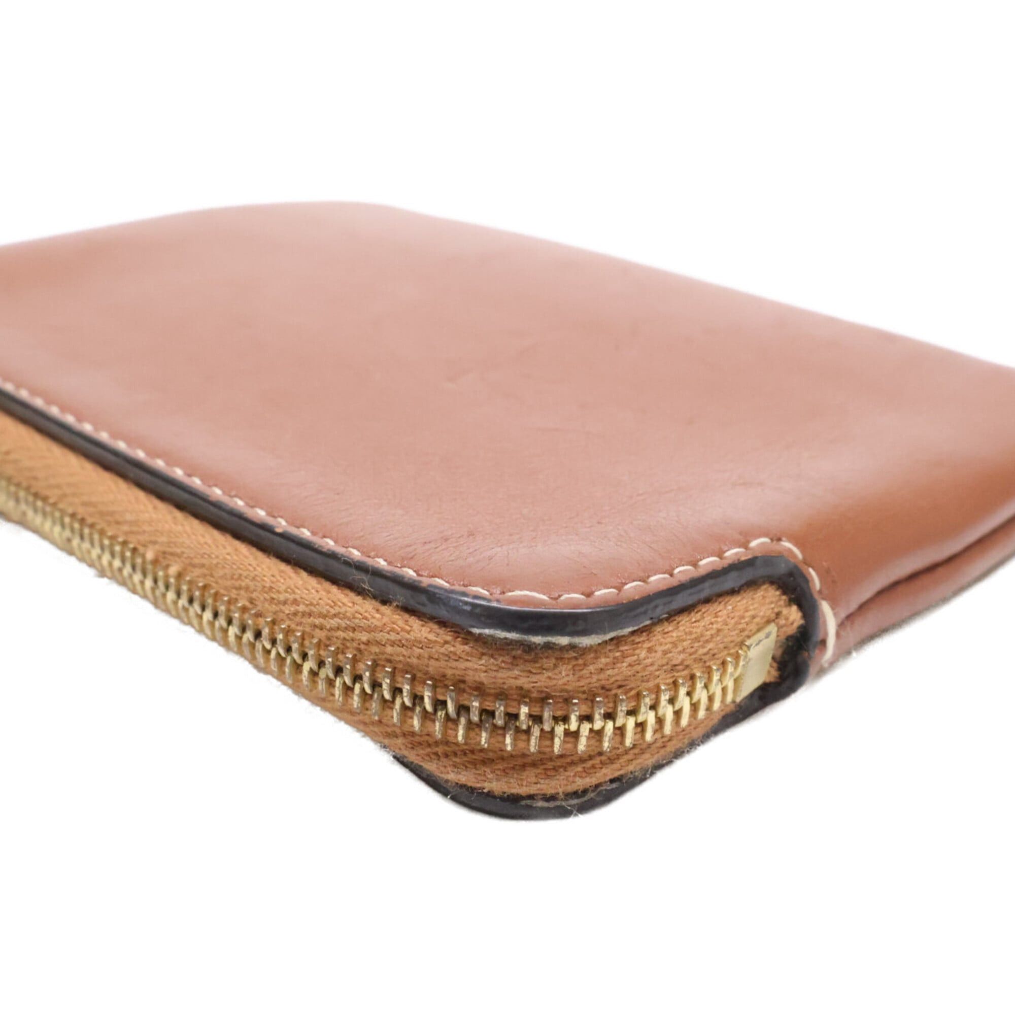 Celine CELINE 10C663 Triomphe Leather Wallet/Coin Case, Brown, Women's Size ONE SIZE - 9 Thumbnail