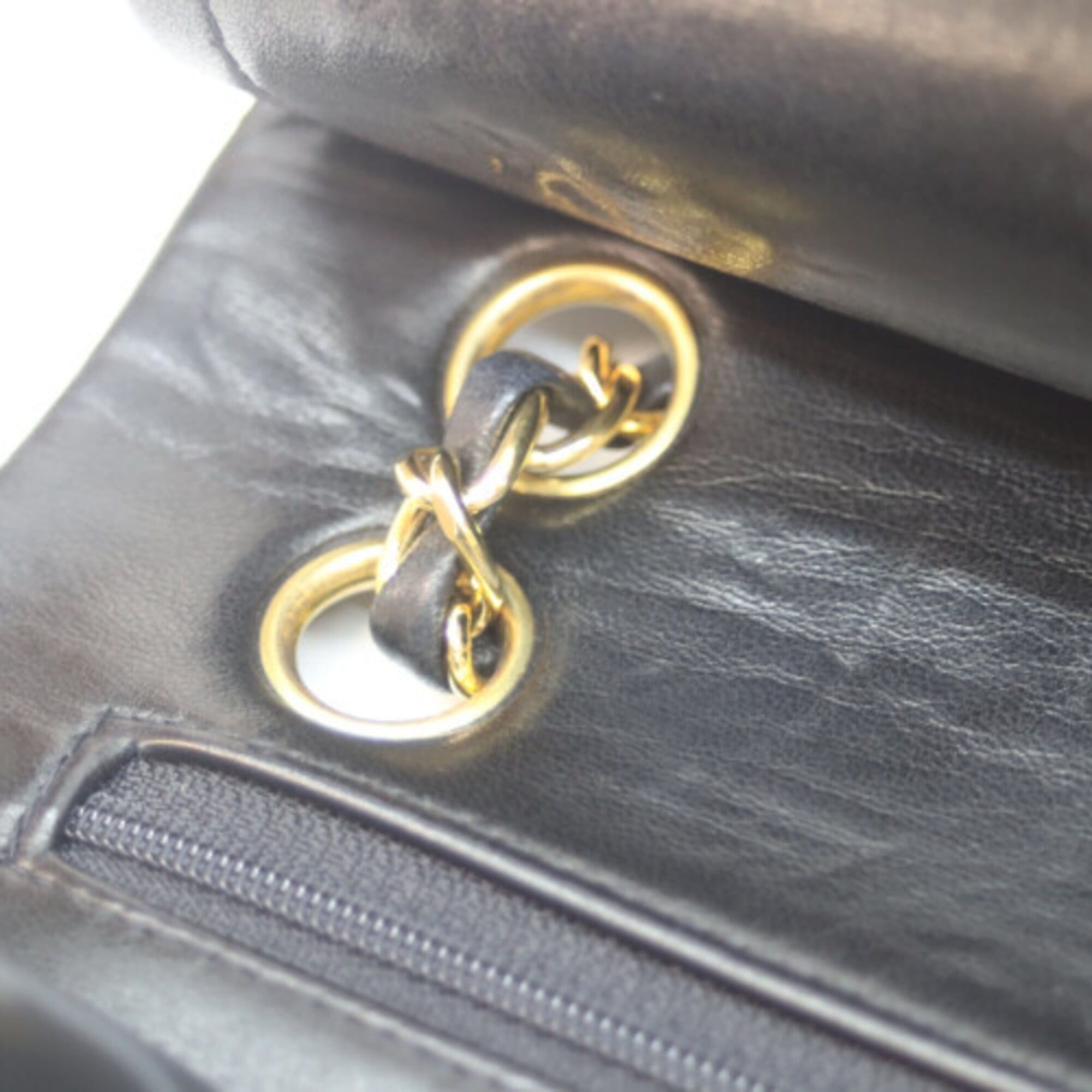 Chanel CHANEL A01113 Lambskin Double Flap Matelassé 23 Shoulder Bag, Black with Gold Hardware, Women's Size ONE SIZE - 8 Thumbnail