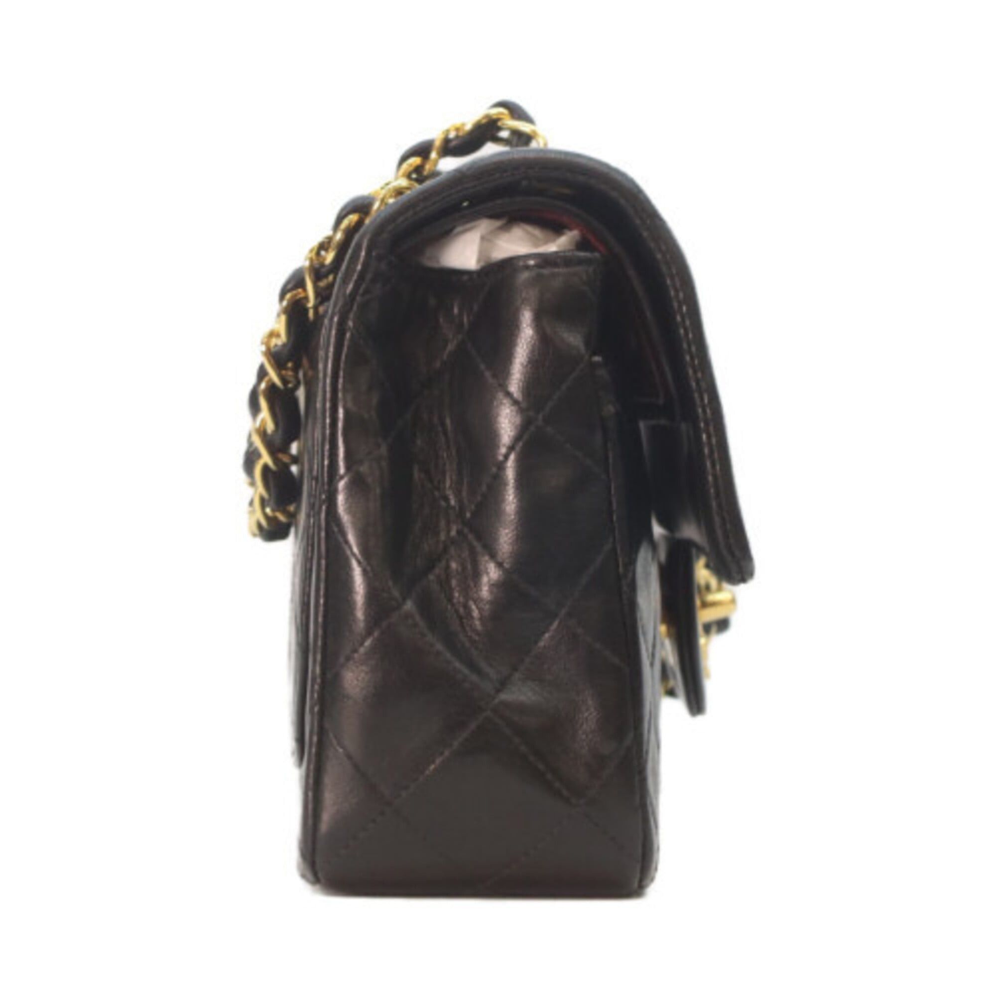 Chanel CHANEL A01113 Lambskin Double Flap Matelassé 23 Shoulder Bag, Black with Gold Hardware, Women's Size ONE SIZE - 4 Thumbnail