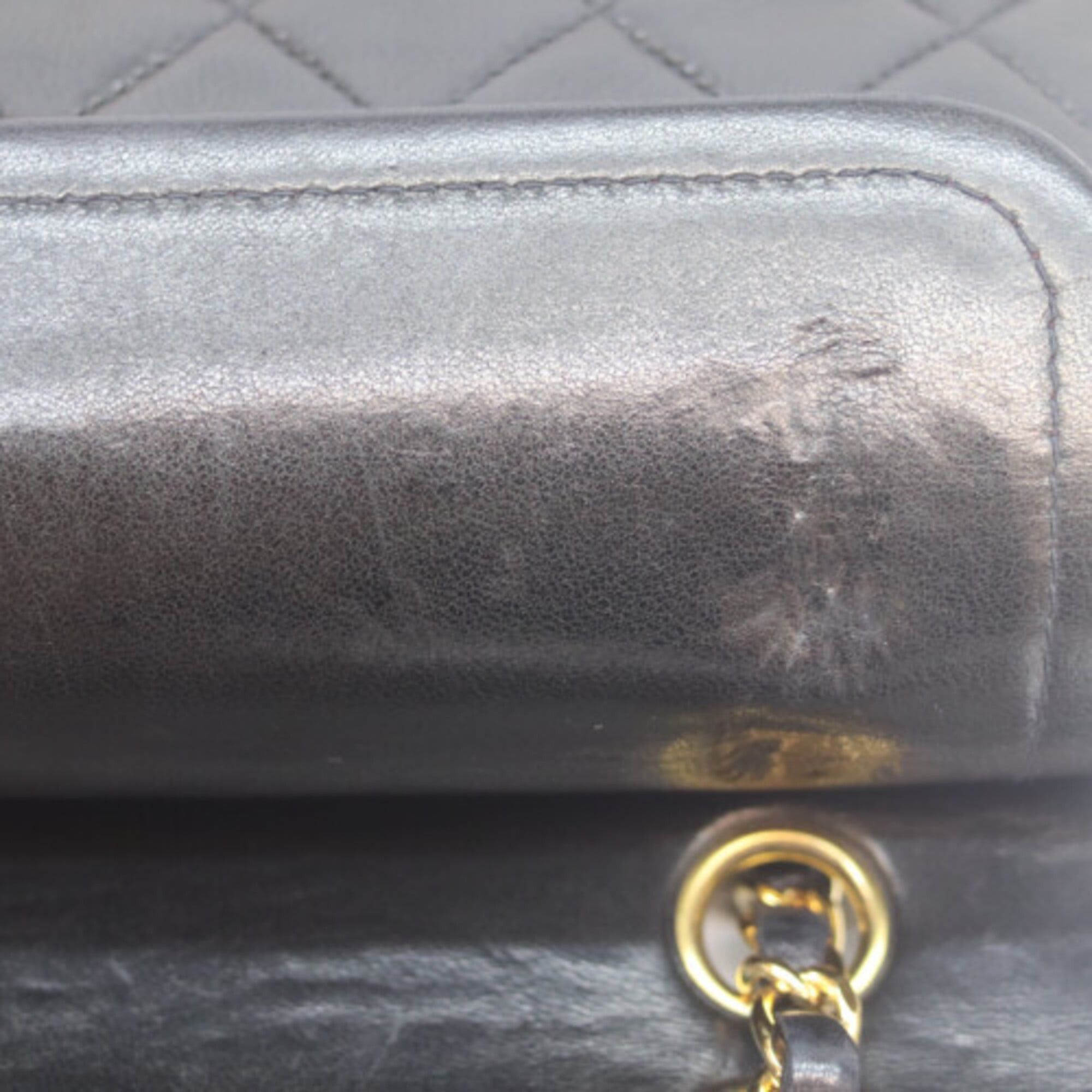 Chanel CHANEL A01113 Lambskin Double Flap Matelassé 23 Shoulder Bag, Black with Gold Hardware, Women's Size ONE SIZE - 10 Thumbnail