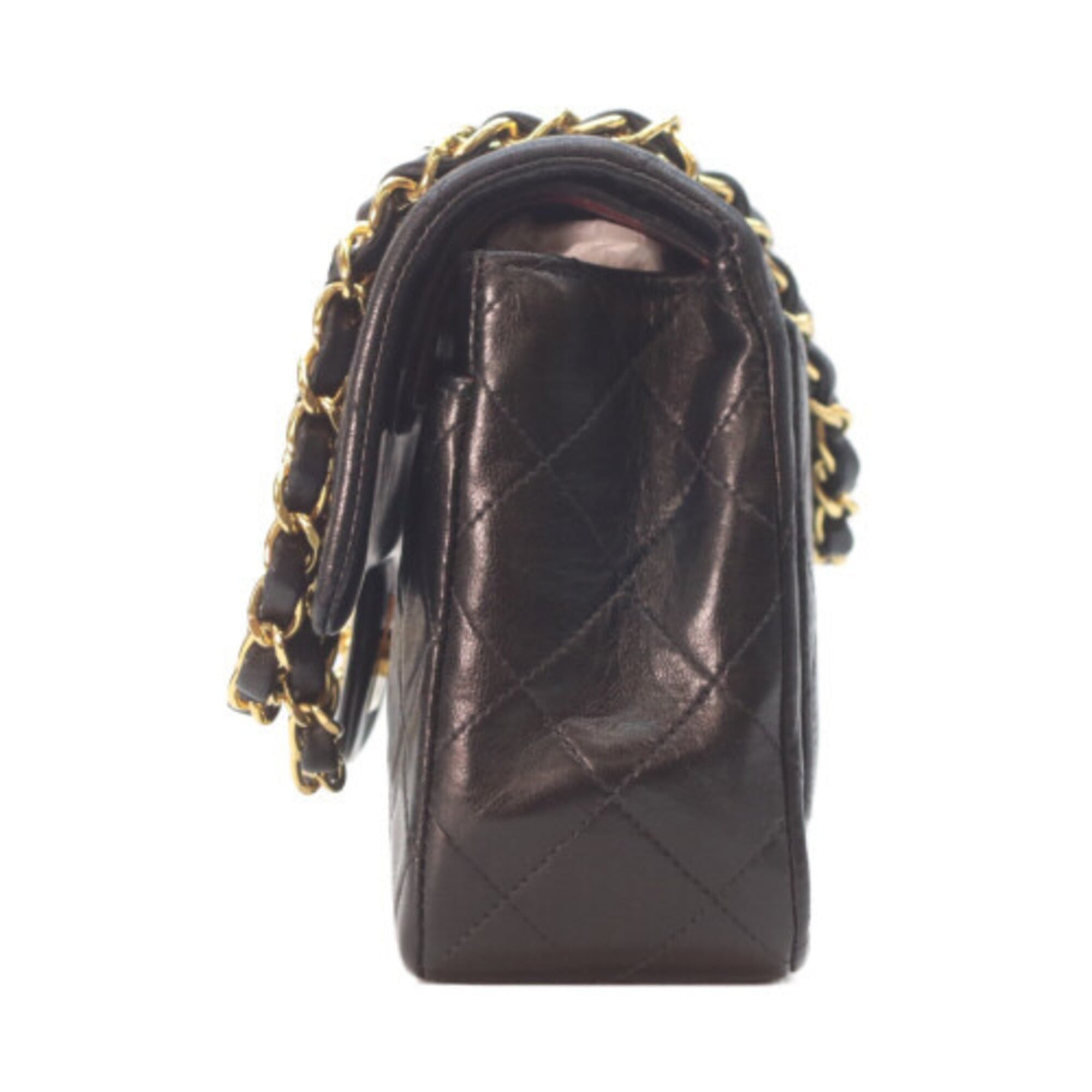 Chanel CHANEL A01113 Lambskin Double Flap Matelassé 23 Shoulder Bag, Black with Gold Hardware, Women's Size ONE SIZE - 2 Thumbnail