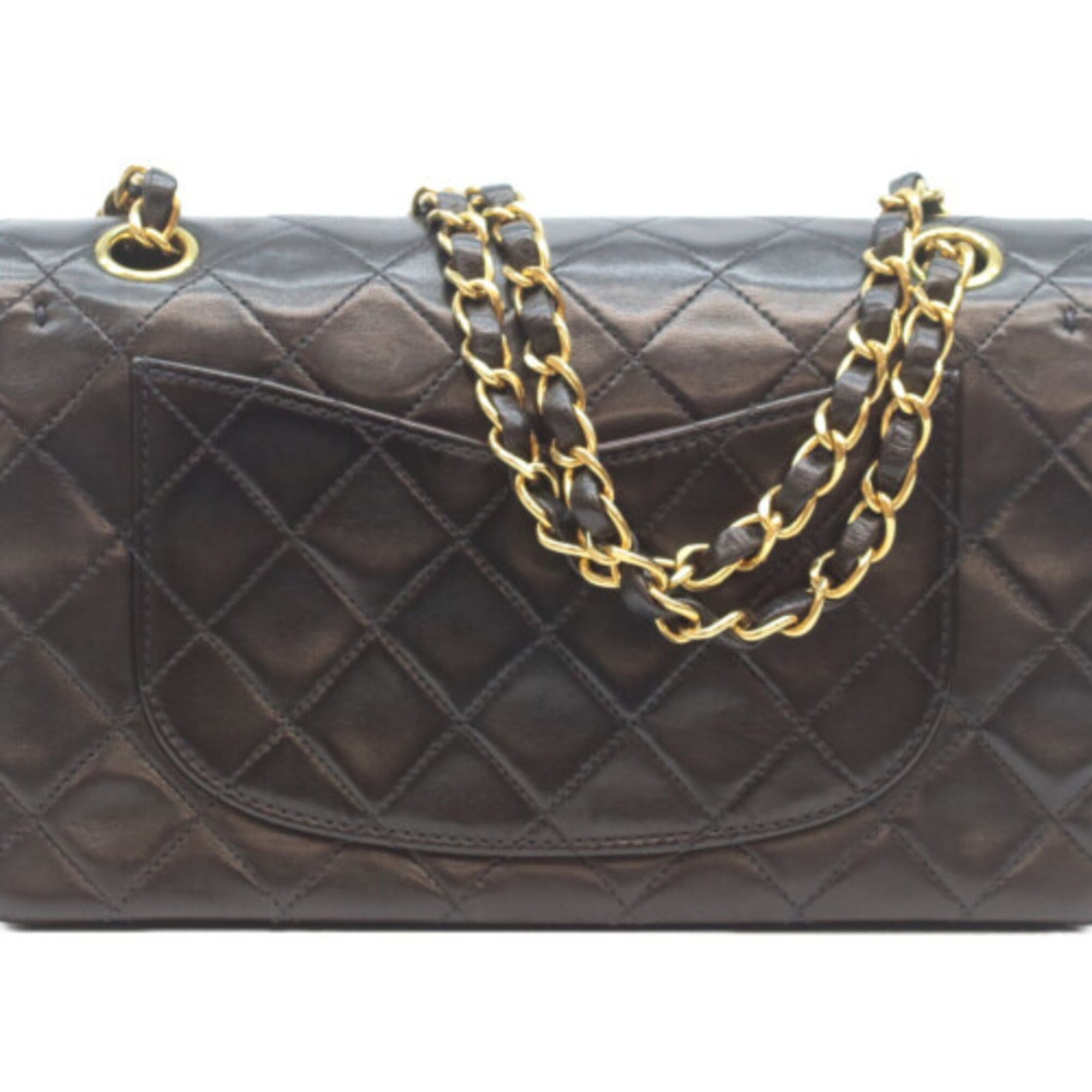 Chanel CHANEL A01113 Lambskin Double Flap Matelassé 23 Shoulder Bag, Black with Gold Hardware, Women's Size ONE SIZE - 3 Thumbnail