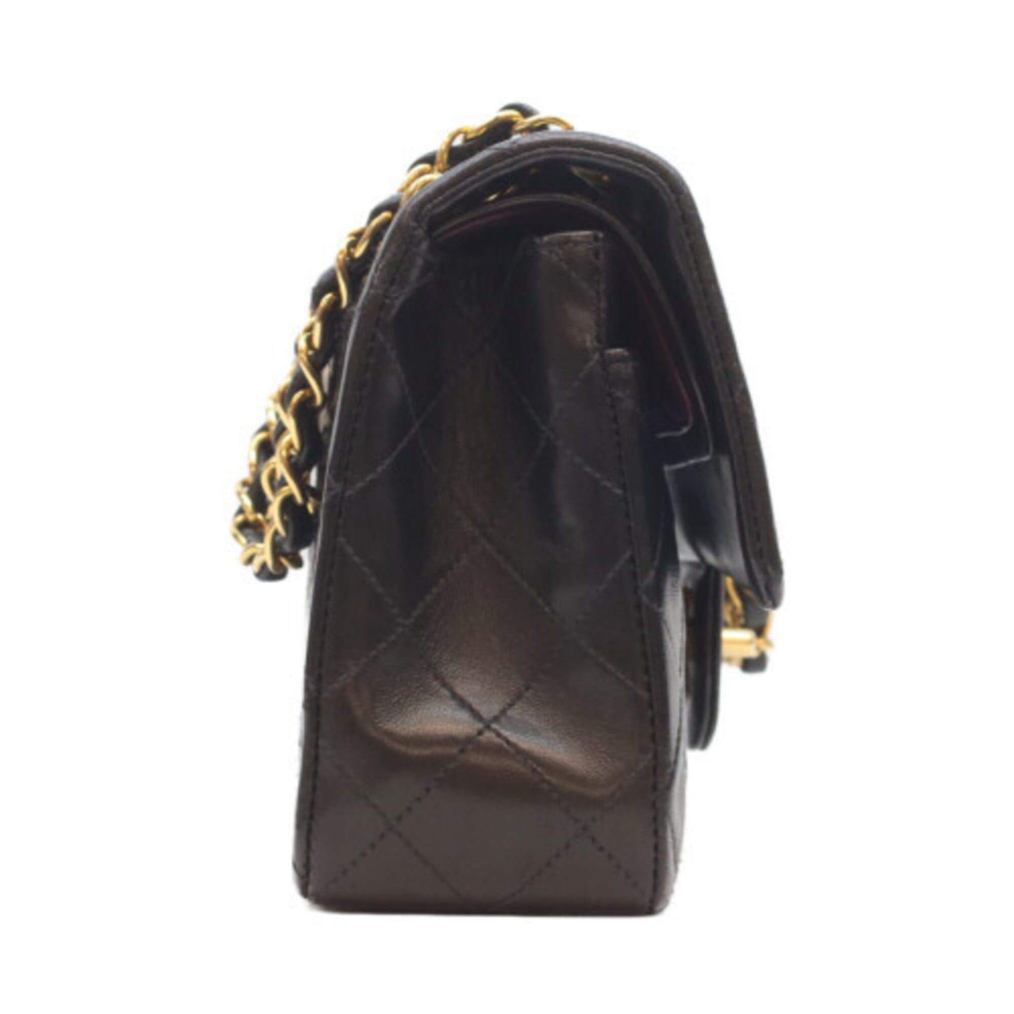 Chanel CHANEL A01113 Lambskin Double Flap Matelassé 23 Shoulder Bag, Black with Gold Hardware, Women's Size ONE SIZE - 4 Thumbnail
