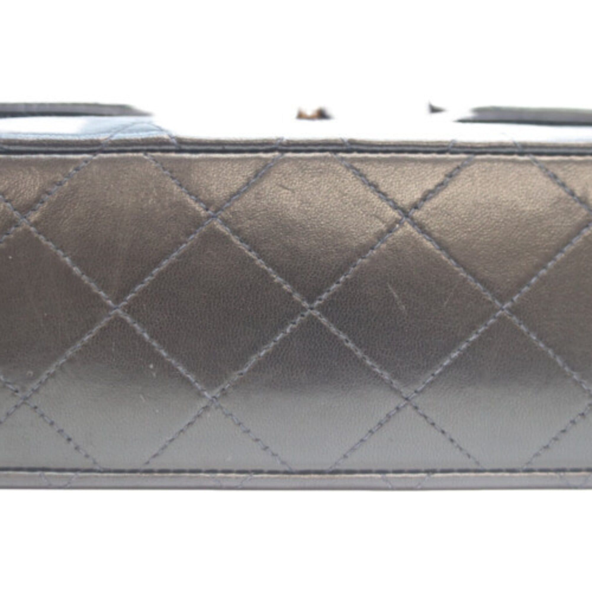 Chanel CHANEL A01113 Lambskin Double Flap Matelassé 23 Shoulder Bag, Black with Gold Hardware, Women's Size ONE SIZE - 7 Thumbnail