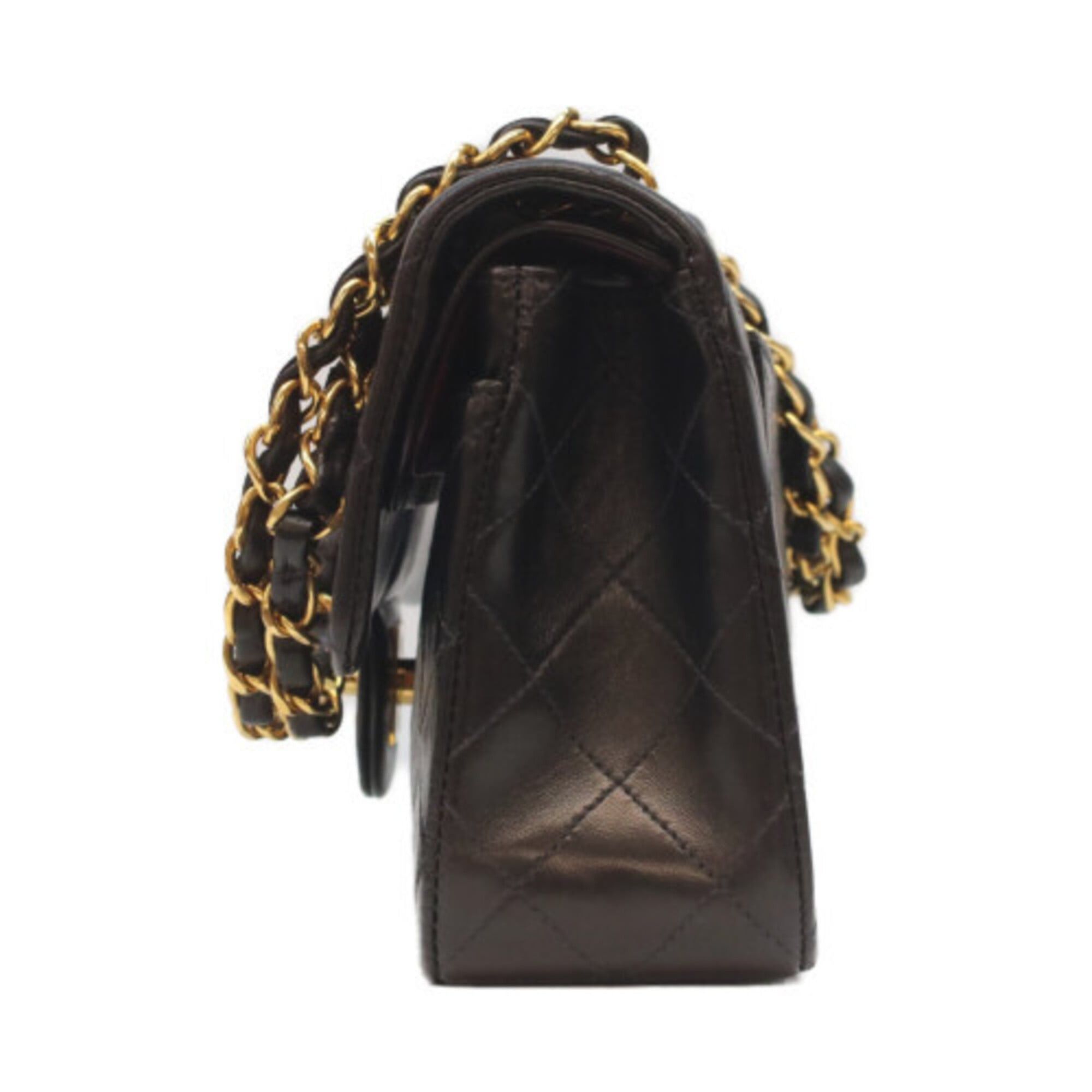 Chanel CHANEL A01113 Lambskin Double Flap Matelassé 23 Shoulder Bag, Black with Gold Hardware, Women's Size ONE SIZE - 2 Thumbnail
