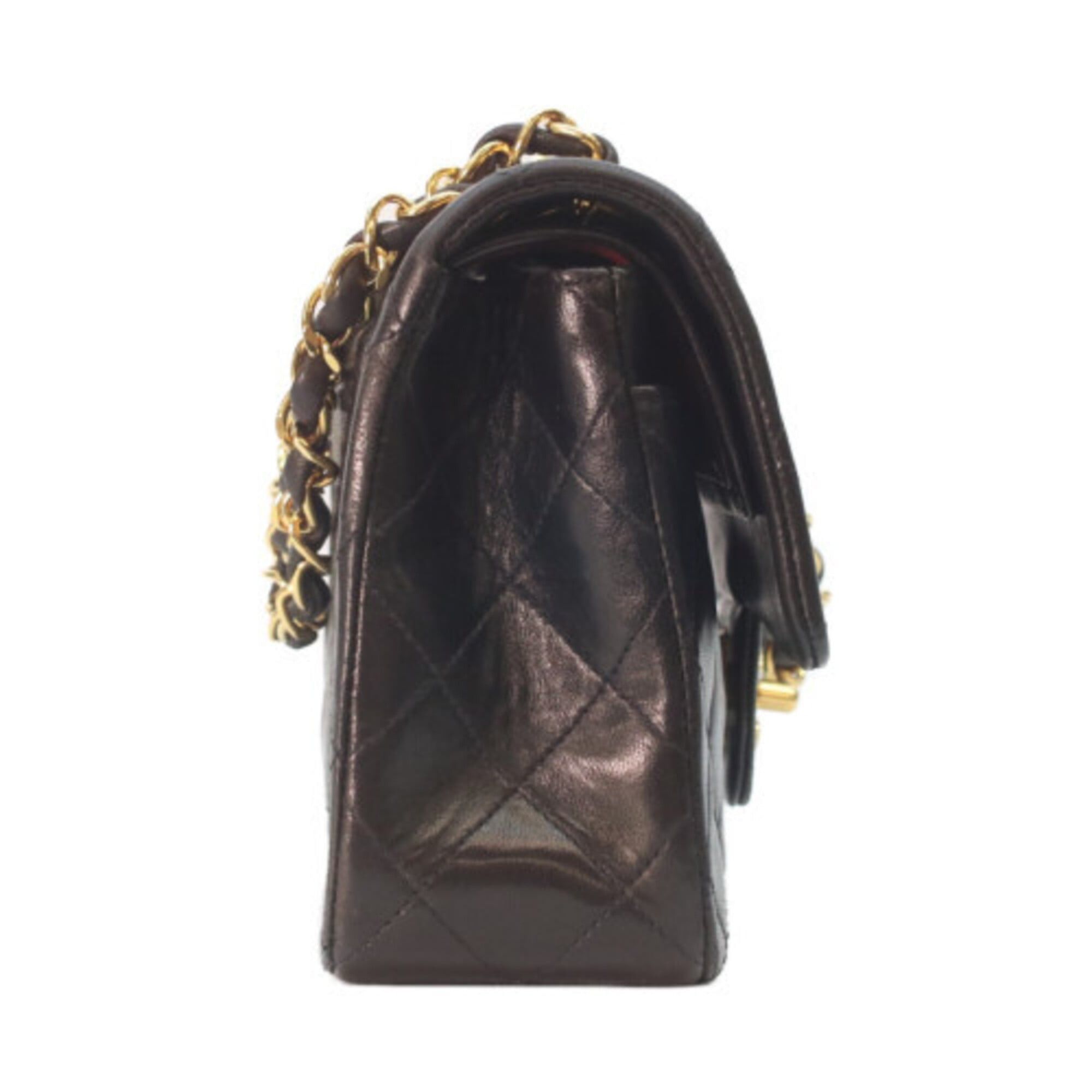 Chanel CHANEL A01113 Lambskin Double Flap Matelassé 23 Shoulder Bag, Black with Gold Hardware, Women's Size ONE SIZE - 4 Thumbnail