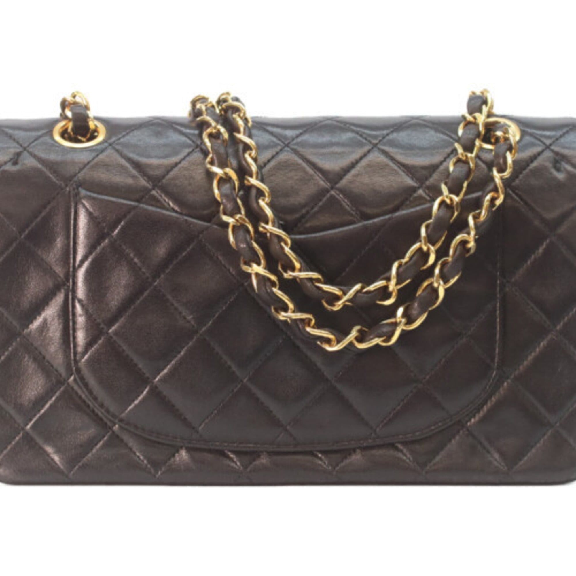 Chanel CHANEL A01113 Lambskin Double Flap Matelassé 23 Shoulder Bag, Black with Gold Hardware, Women's Size ONE SIZE - 3 Thumbnail