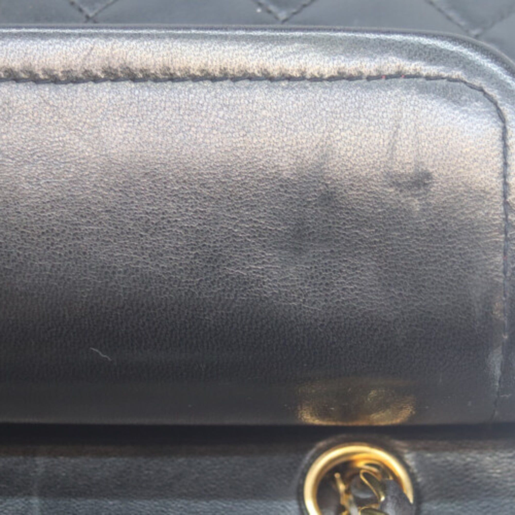 Chanel CHANEL A01113 Lambskin Double Flap Matelassé 23 Shoulder Bag, Black with Gold Hardware, Women's Size ONE SIZE - 11 Thumbnail