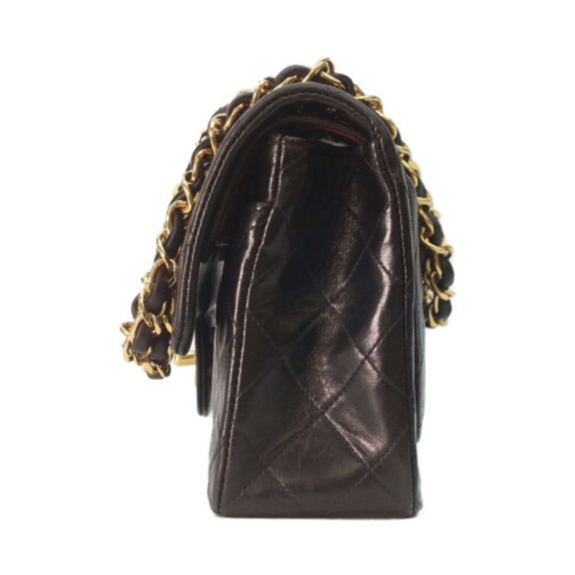 Chanel CHANEL A01113 Lambskin Double Flap Matelassé 23 Shoulder Bag, Black with Gold Hardware, Women's Size ONE SIZE - 2 Thumbnail
