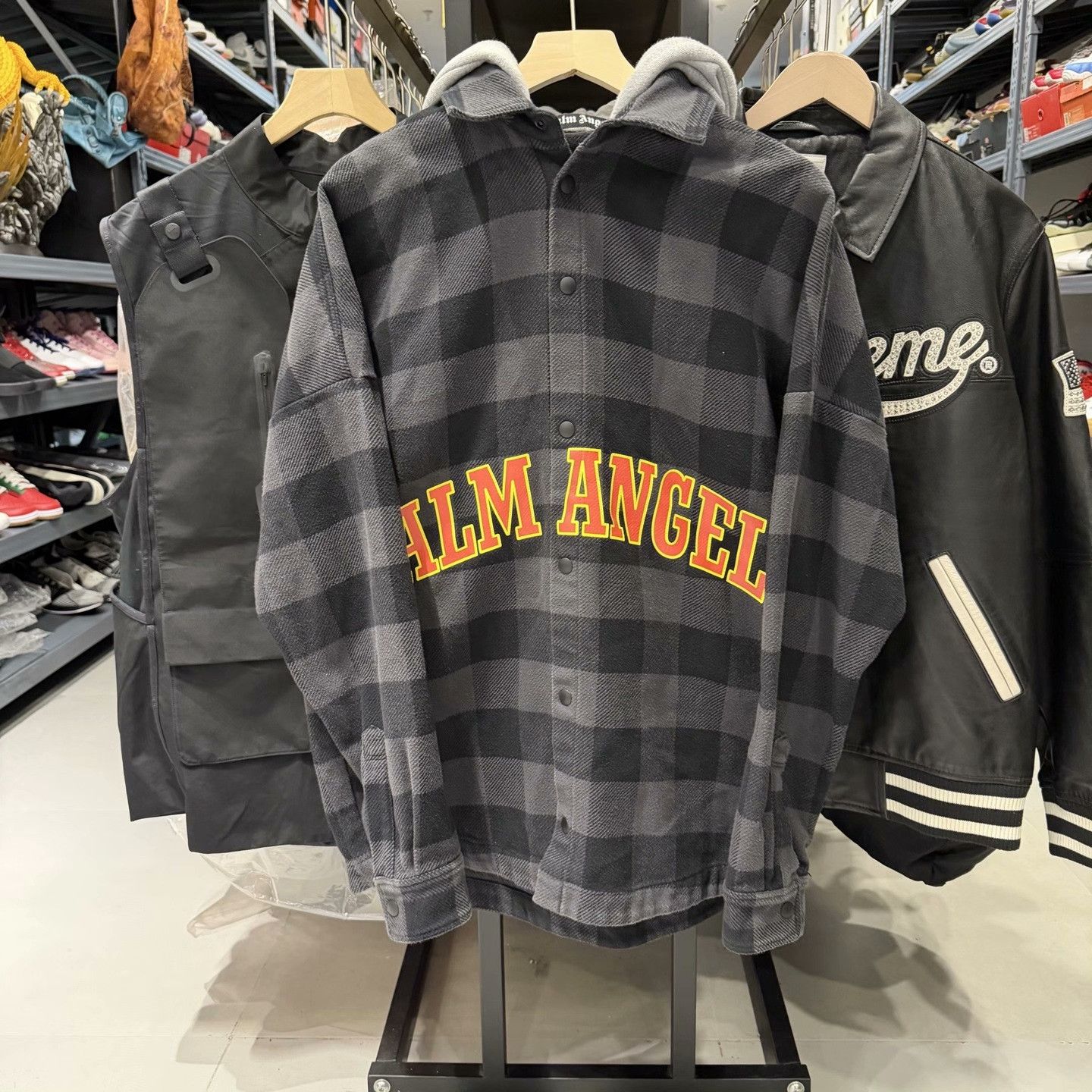 Palm Angels Palm Angels Plaid Hooded Shirt Size M Size US M / EU 48-50 / 2 - 2 Thumbnail