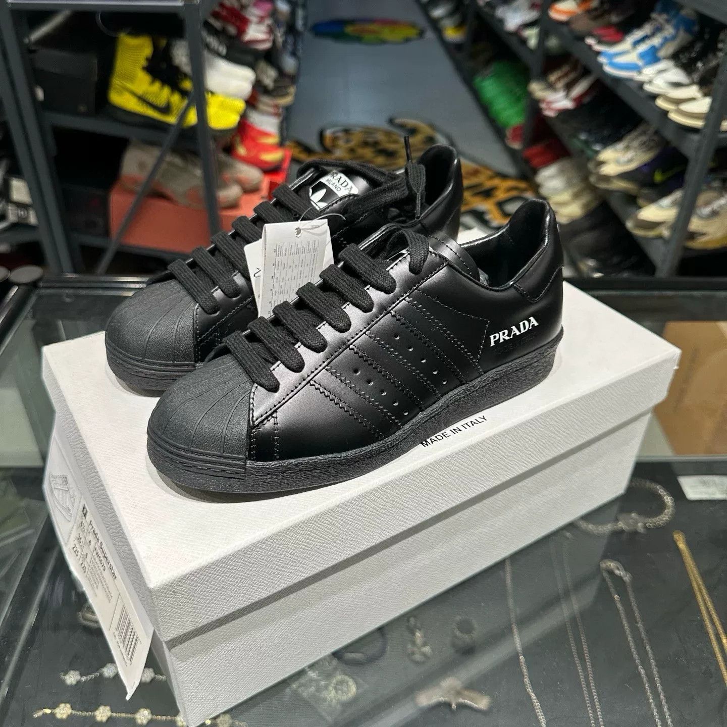 Adidas Prada x Adidas Superstar Black Sneakers Size 5 Size US 5 / EU 37 - 2 Thumbnail