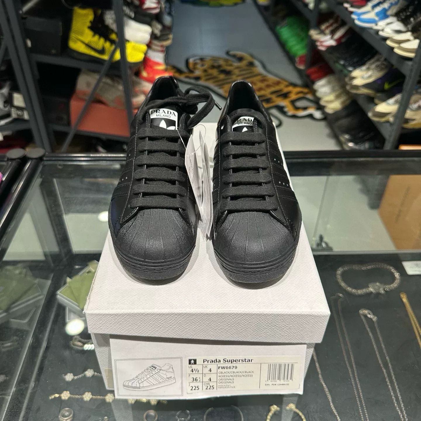 Adidas Prada x Adidas Superstar Black Sneakers Size 5 Size US 5 / EU 37 - 3 Thumbnail