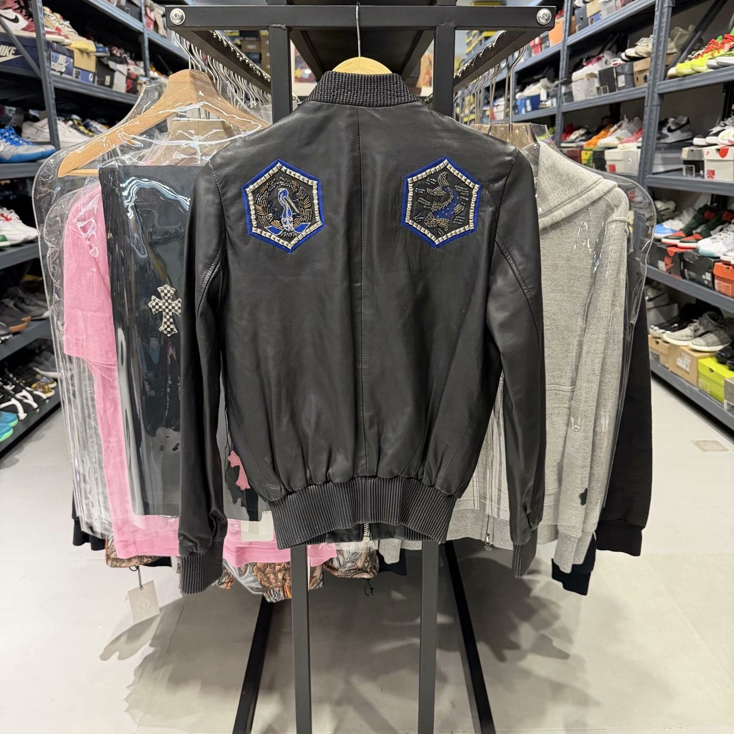 Just Cavalli Just Cavalli Embellished Leather Bomber Jacket Size S Size US S / EU 44-46 / 1 - 3 Thumbnail