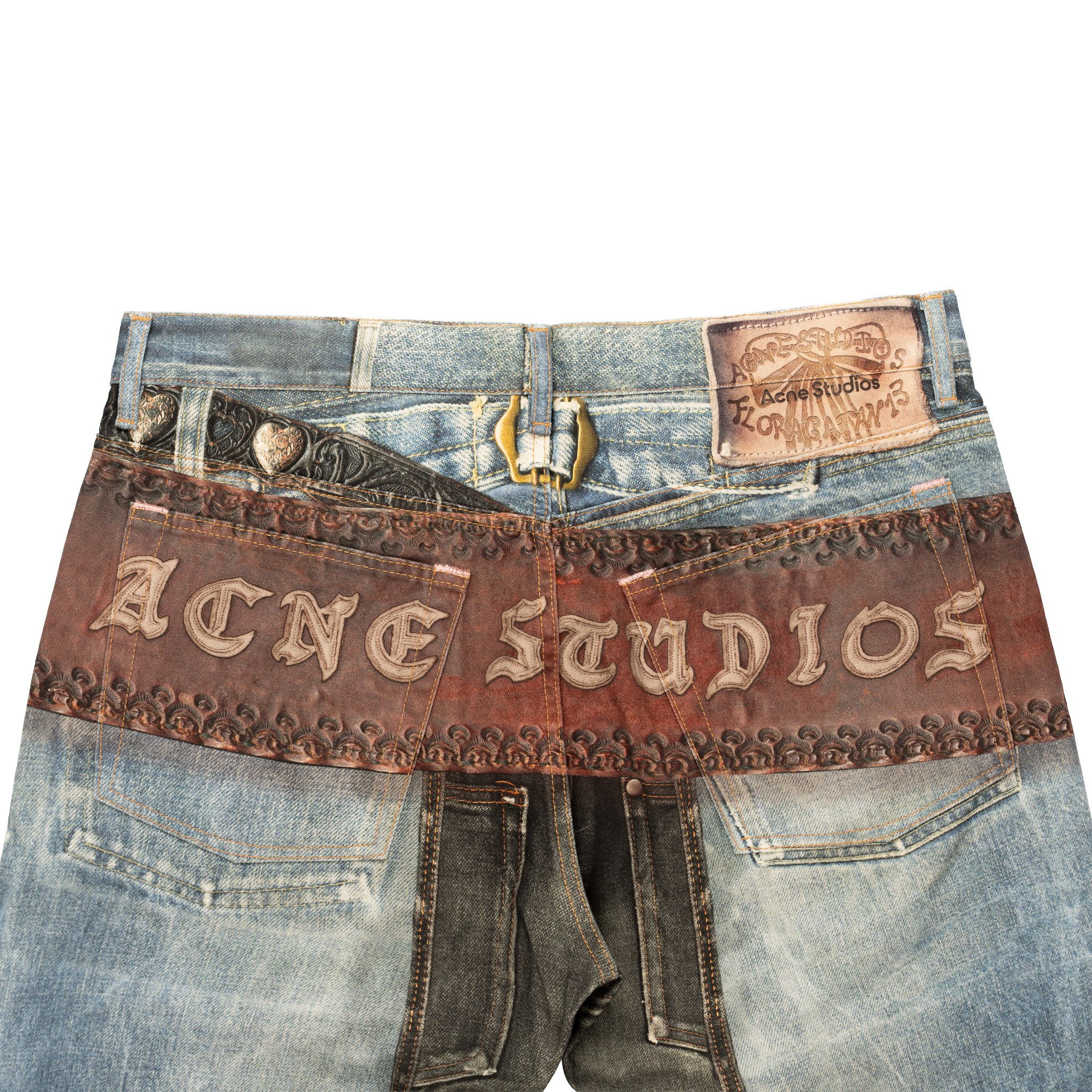 Acne Studios Tromp L'oeil Cowboy Printed Jeans Indigo Multi Size US 44 / EU 60 - 4 Thumbnail