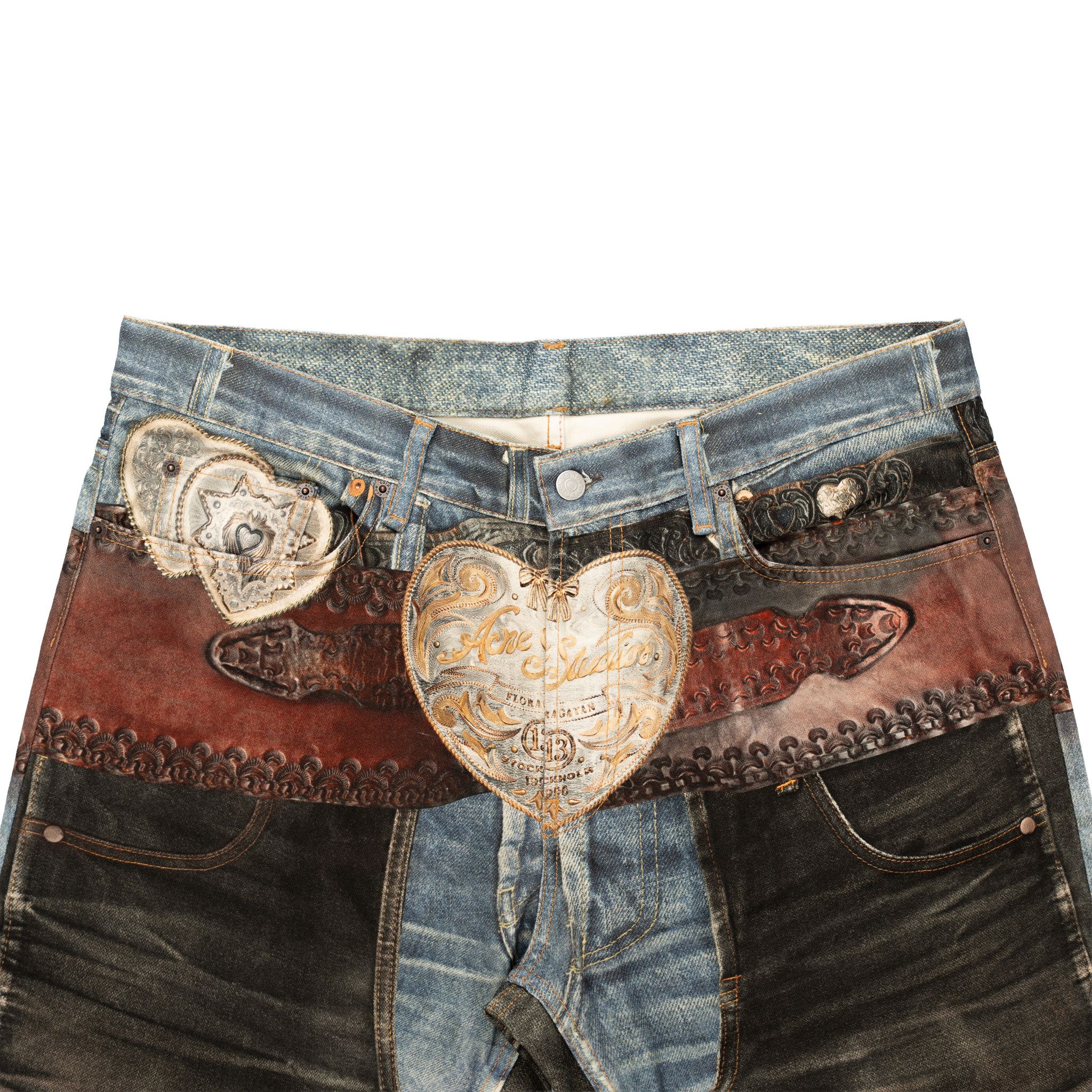 Acne Studios Tromp L'oeil Cowboy Printed Jeans Indigo Multi Size US 44 / EU 60 - 3 Thumbnail