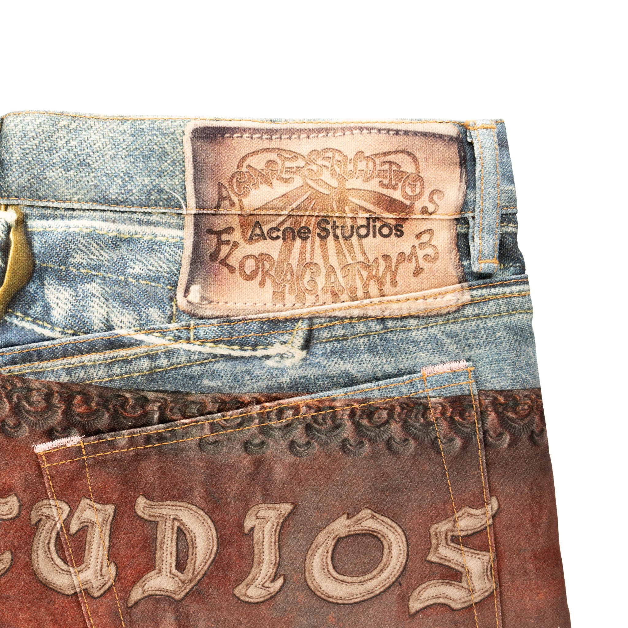 Acne Studios Tromp L'oeil Cowboy Printed Jeans Indigo Multi Size US 44 / EU 60 - 5 Thumbnail