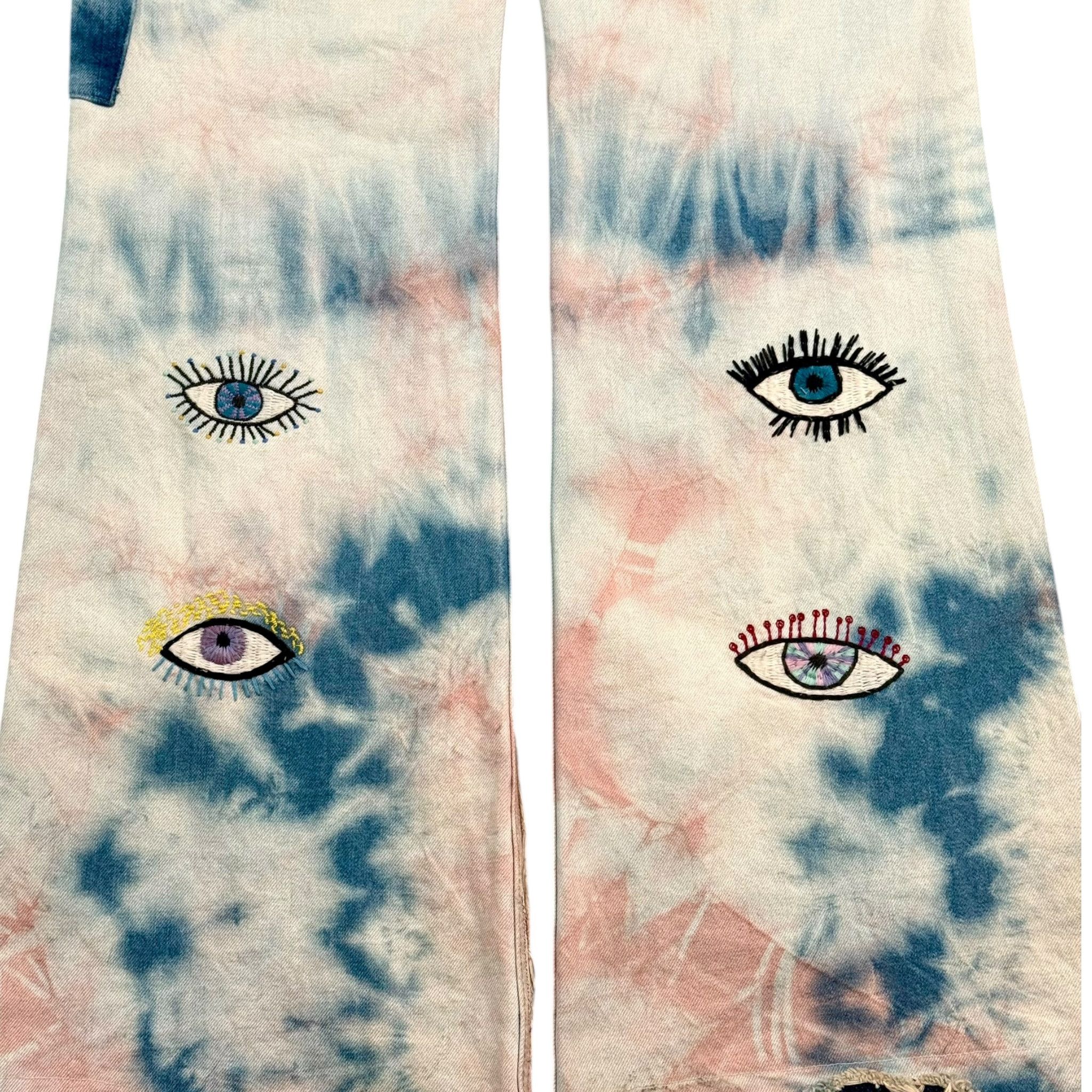Kapital Crazy Dixie Repair Flared Jeans Tie Dye Indigo Multi Size US 32 / EU 48 - 5 Thumbnail