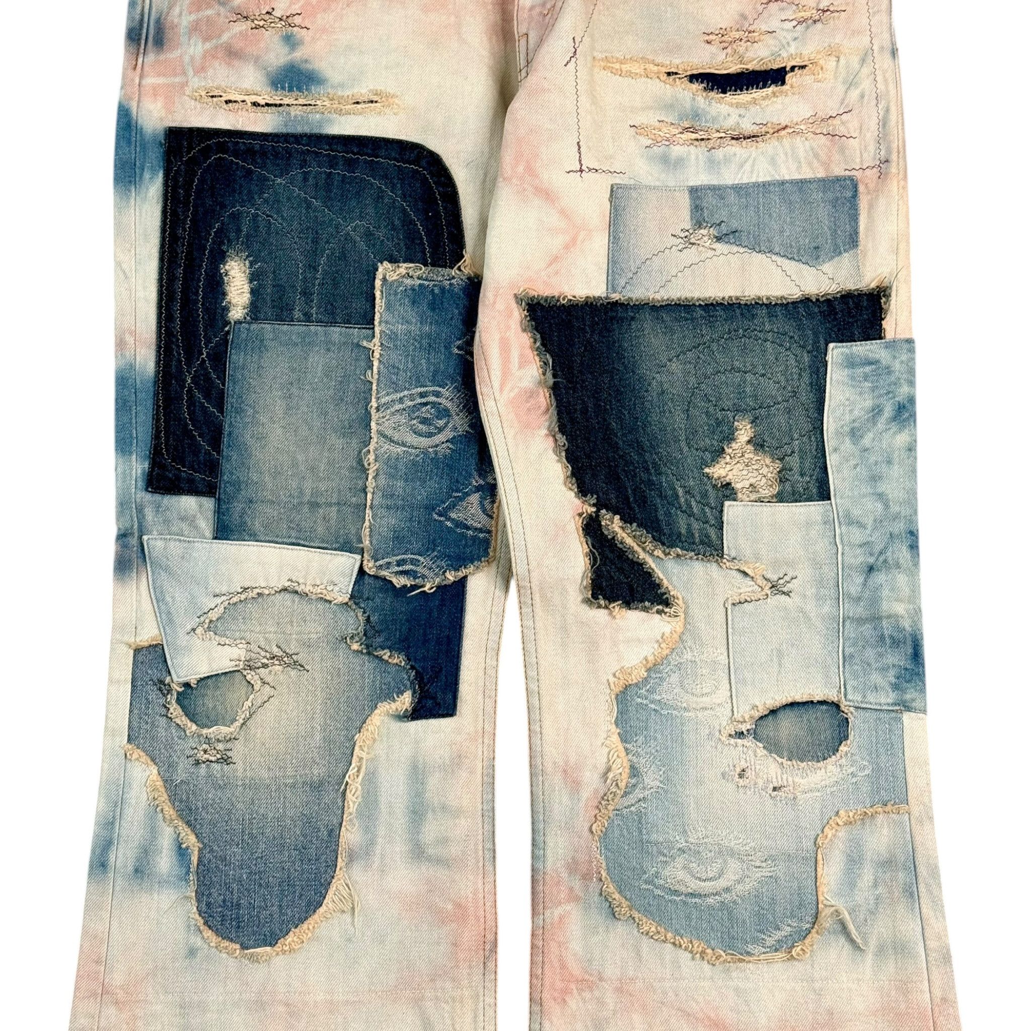 Kapital Crazy Dixie Repair Flared Jeans Tie Dye Indigo Multi Size US 32 / EU 48 - 3 Thumbnail