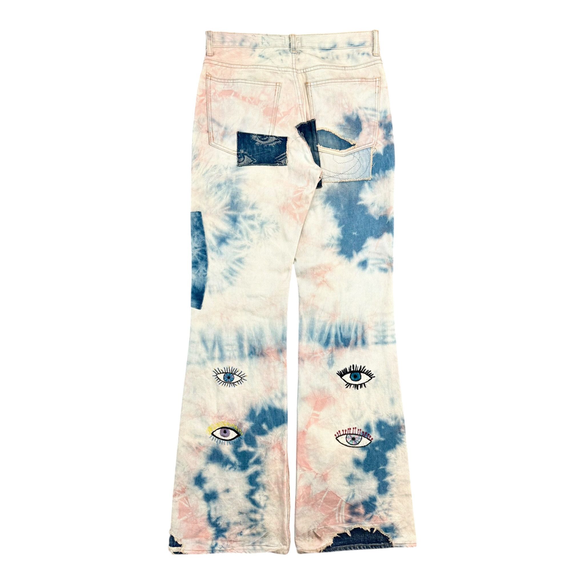 Kapital Crazy Dixie Repair Flared Jeans Tie Dye Indigo Multi Size US 32 / EU 48 - 2 Thumbnail