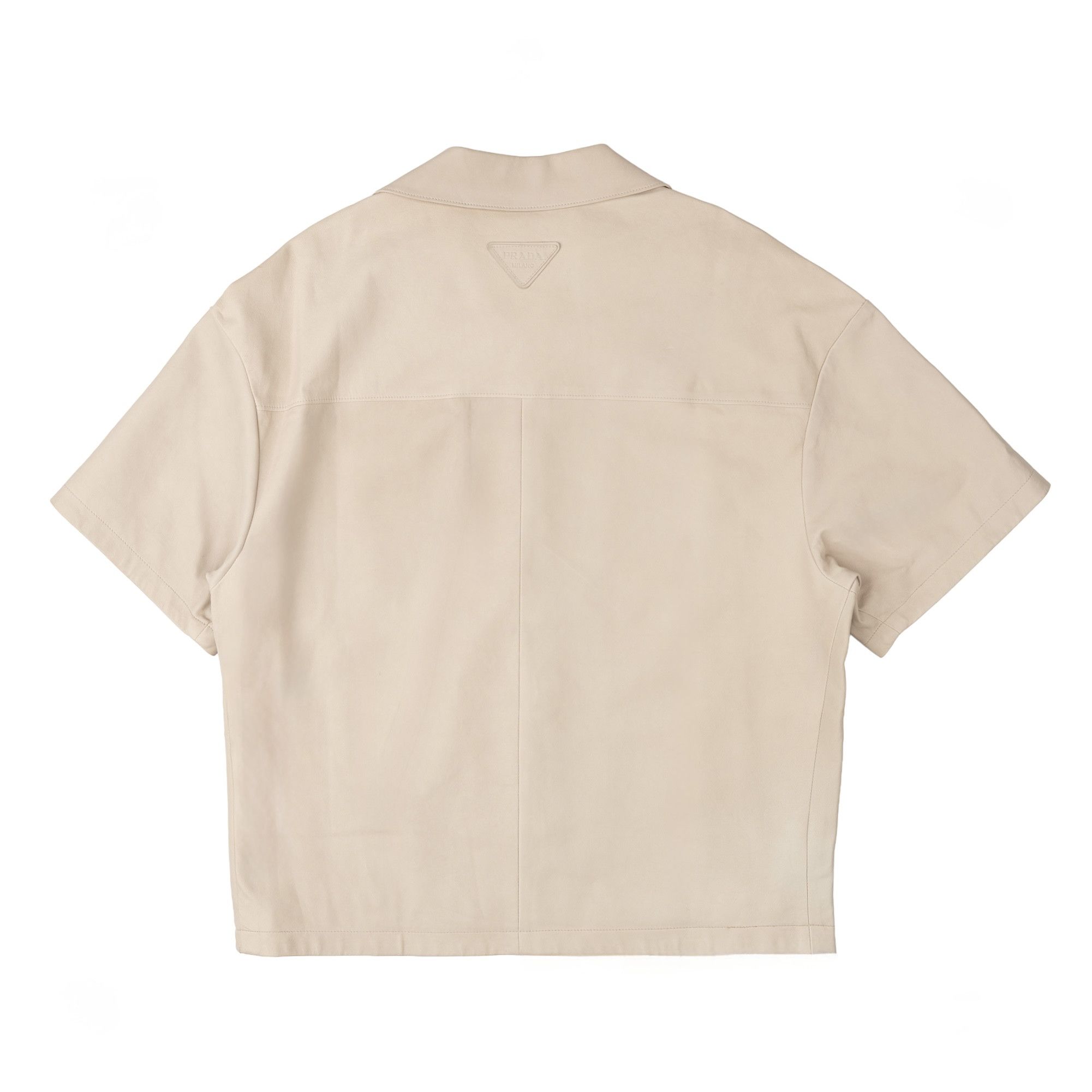 Prada Satin Lined Button Up Short Sleeve Shirt Beige Size US L / EU 52-54 / 3 - 2 Thumbnail