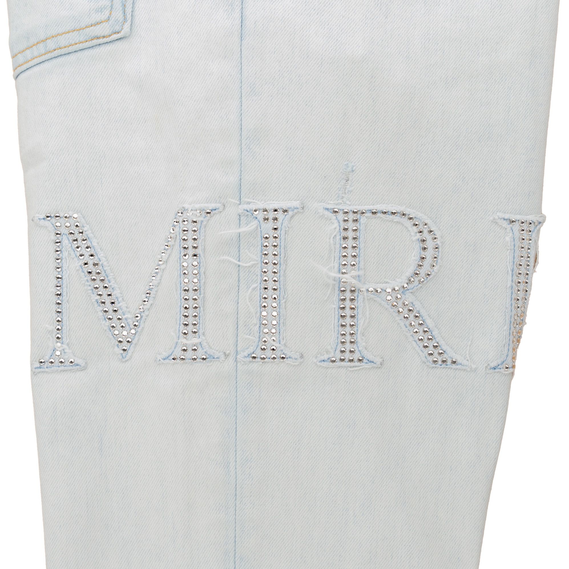 Amiri Amiri Crystal Logo Distressed Jeans Bleached Indigo Size US 32 / EU 48 - 3 Thumbnail