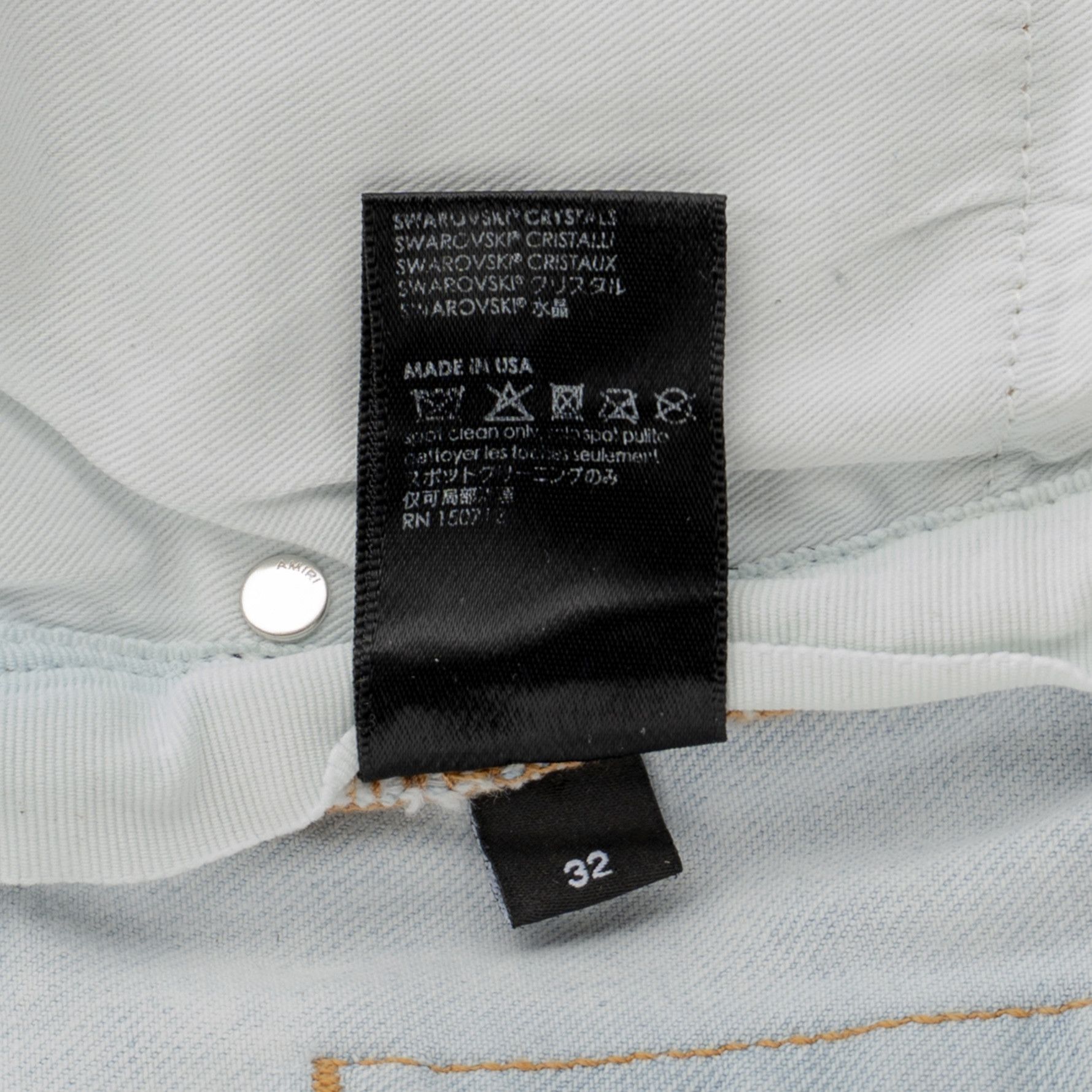 Amiri Amiri Crystal Logo Distressed Jeans Bleached Indigo Size US 32 / EU 48 - 7 Thumbnail