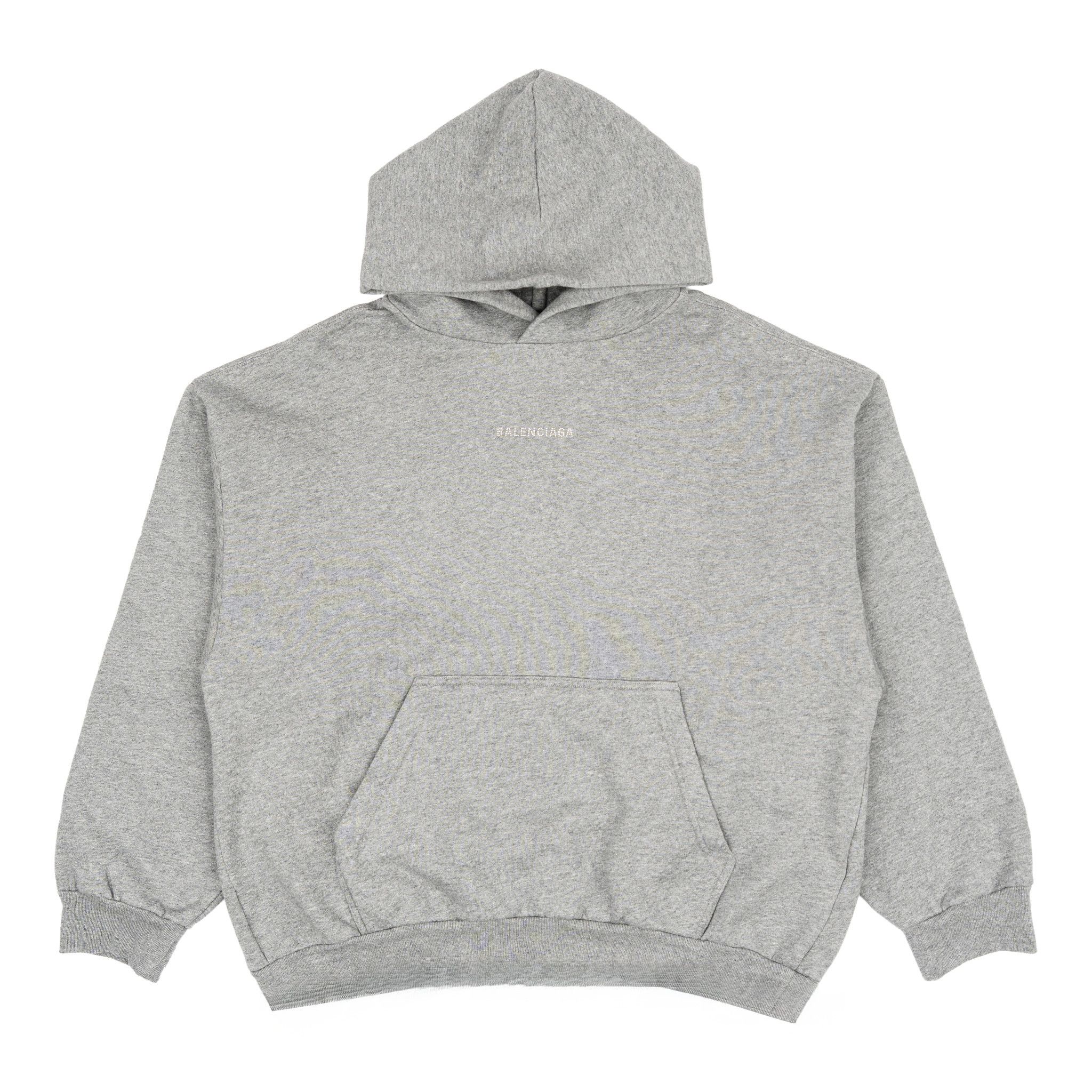 Balenciaga Studded Strass Dry Molleton Logo Hooded Sweatshirt Dark Hea Size US M / EU 48-50 / 2 - 2 Thumbnail