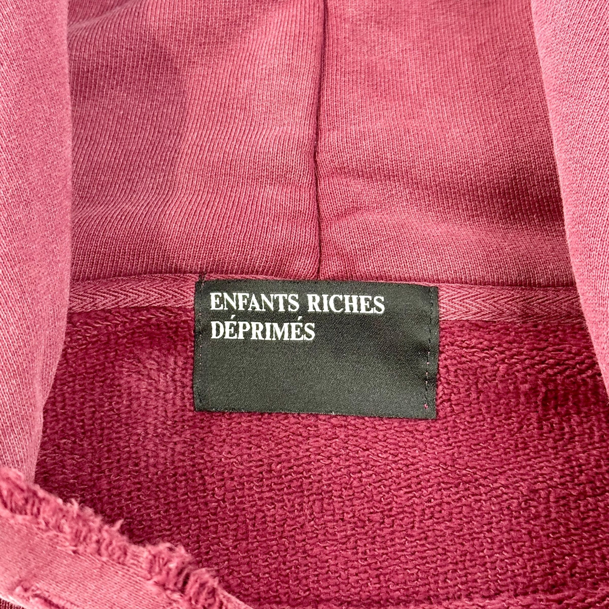 Enfants Riches Deprimes Thrashed Logo Hooded Sweatshirt Burgundy Black Size US XL / EU 56 / 4 - 4 Thumbnail