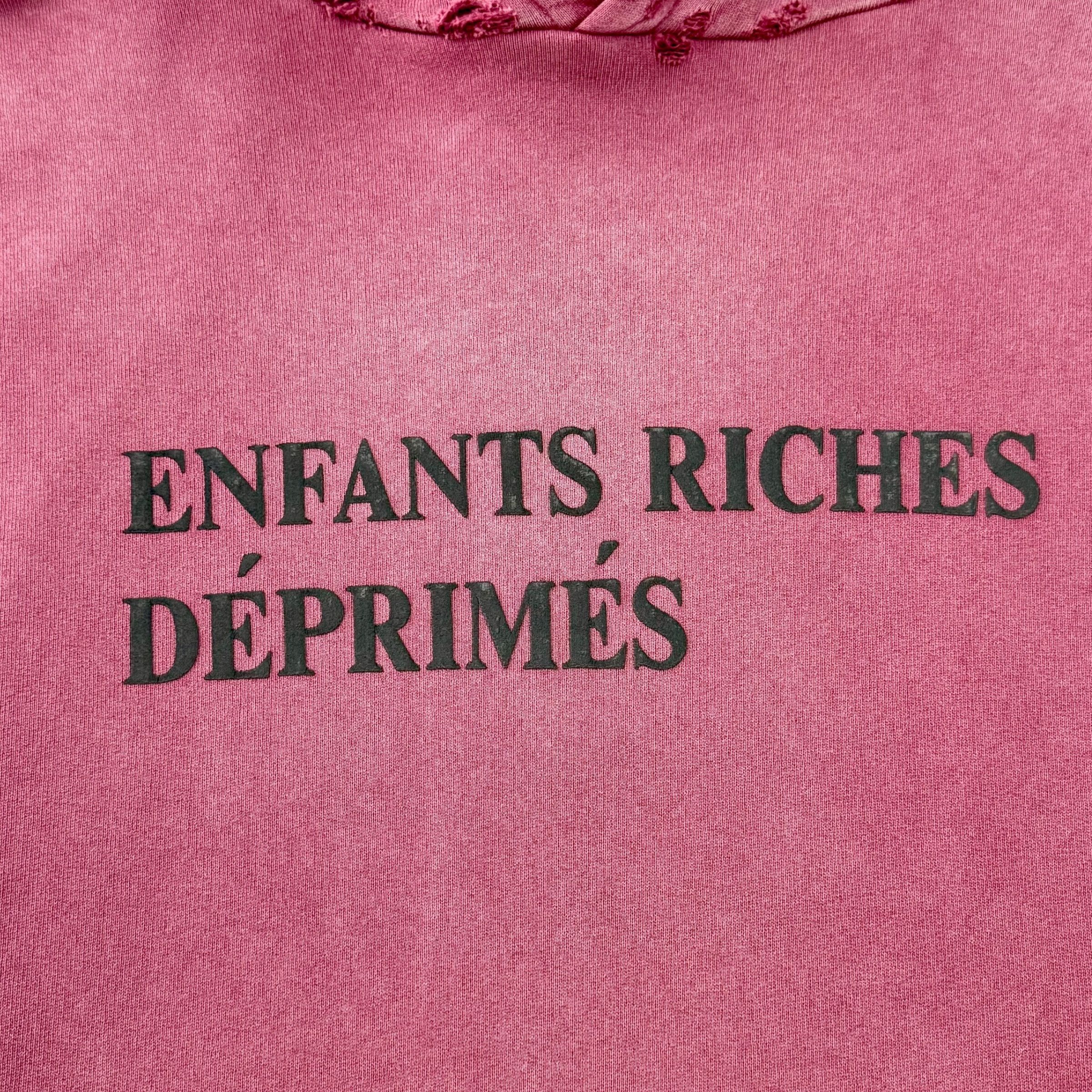 Enfants Riches Deprimes Thrashed Logo Hooded Sweatshirt Burgundy Black Size US XL / EU 56 / 4 - 3 Thumbnail