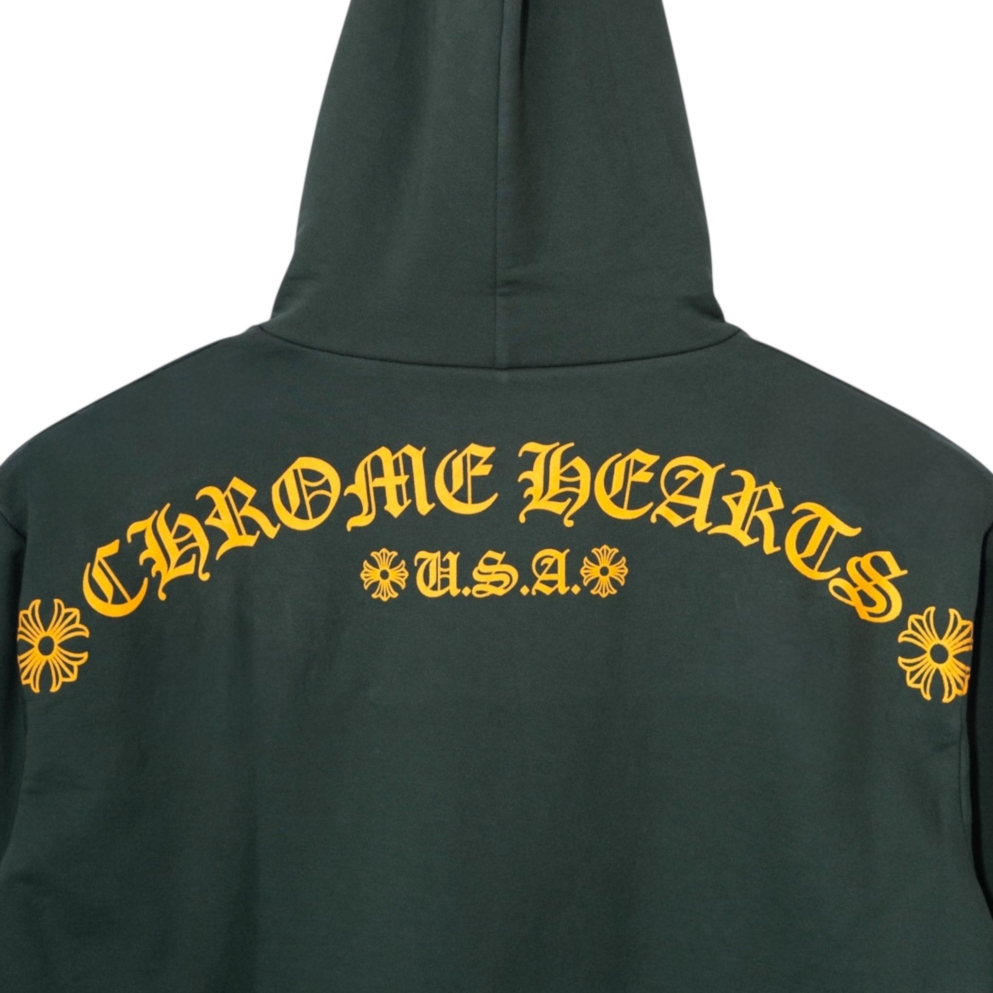 Chrome Hearts Shoulder Logo Hooded Sweatshirt Green Gold Size US XL / EU 56 / 4 - 3 Thumbnail