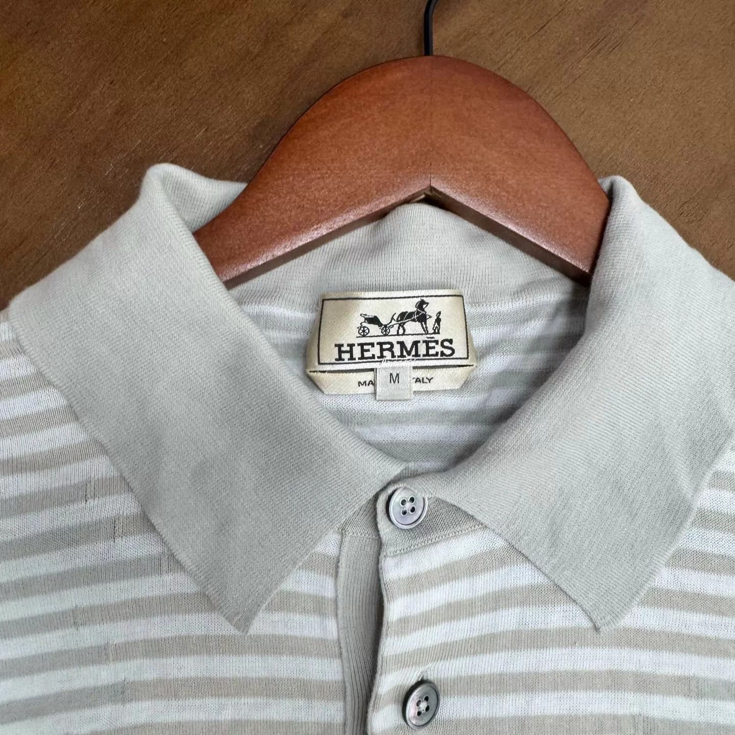 Hermes Striped Gray Polo Shirt in Excellent Condition Size US M / EU 48-50 / 2 - 5 Thumbnail