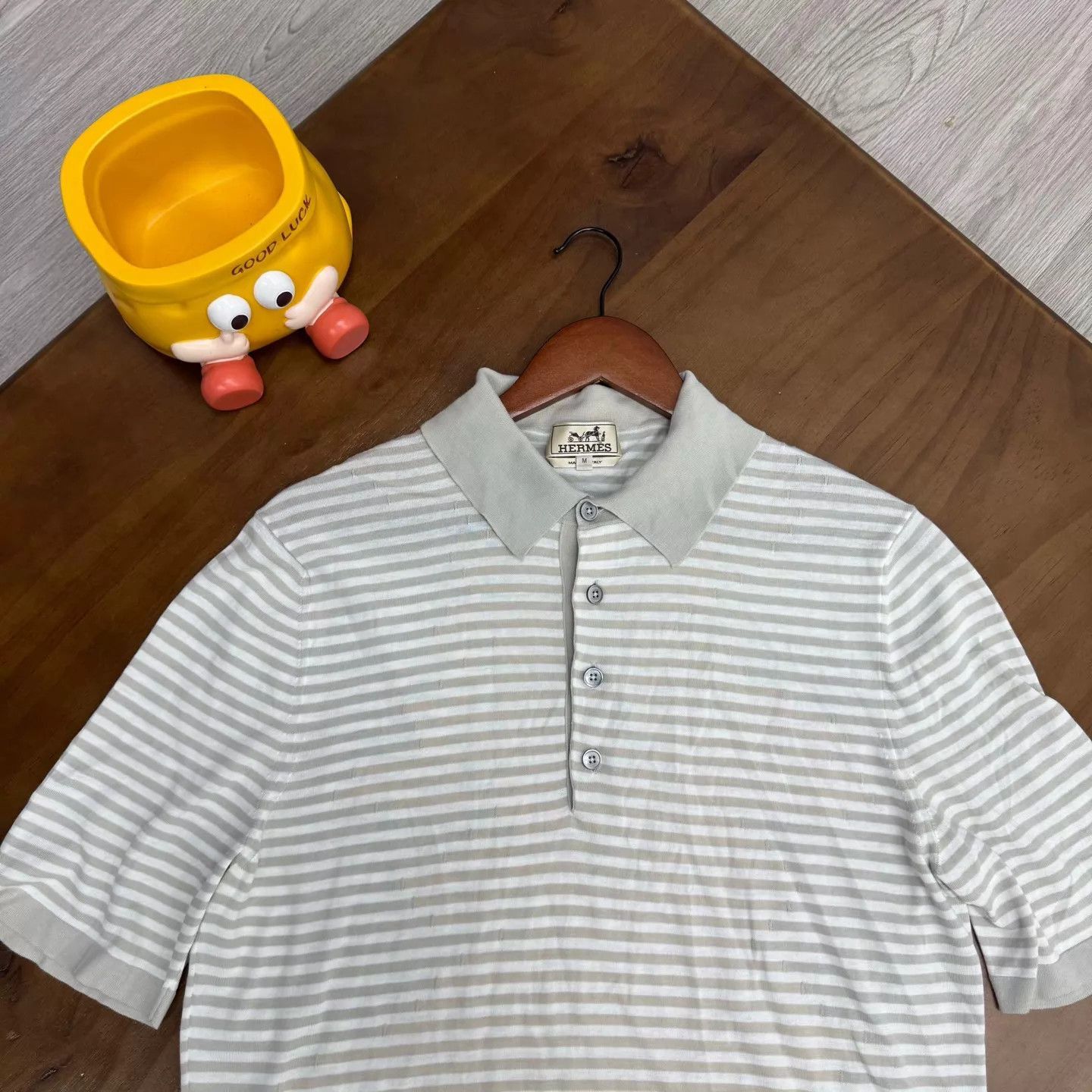 Hermes Striped Gray Polo Shirt in Excellent Condition Size US M / EU 48-50 / 2 - 3 Thumbnail