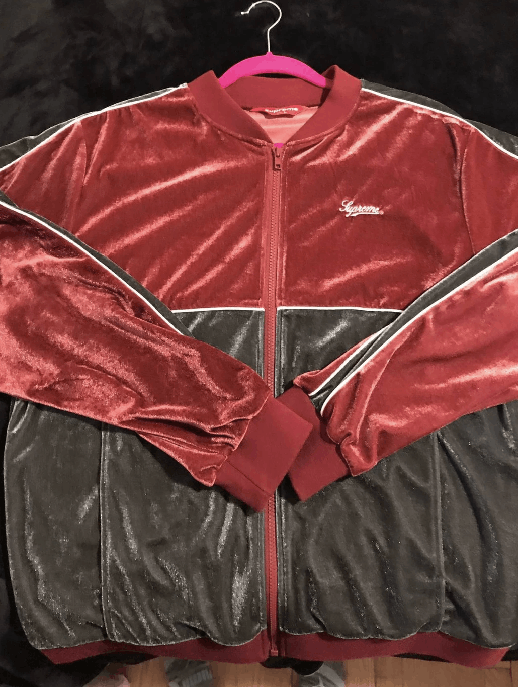 Supreme velour zip up jacket top